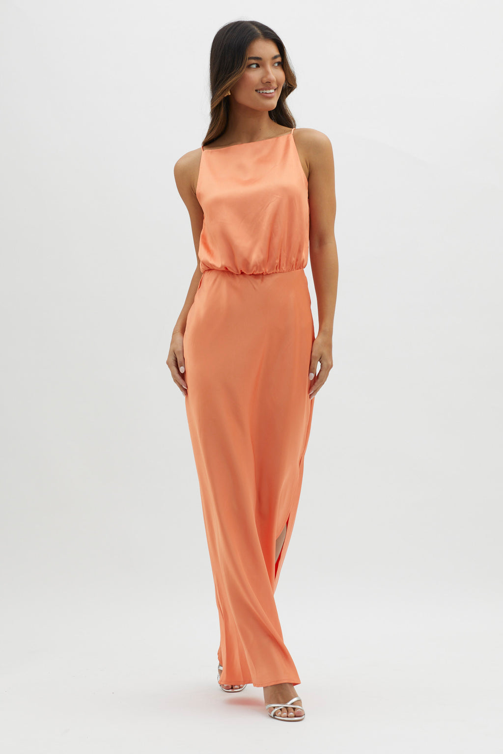 Midnight Hour Side Split Midi Dress Sunset by Selfie Leslie