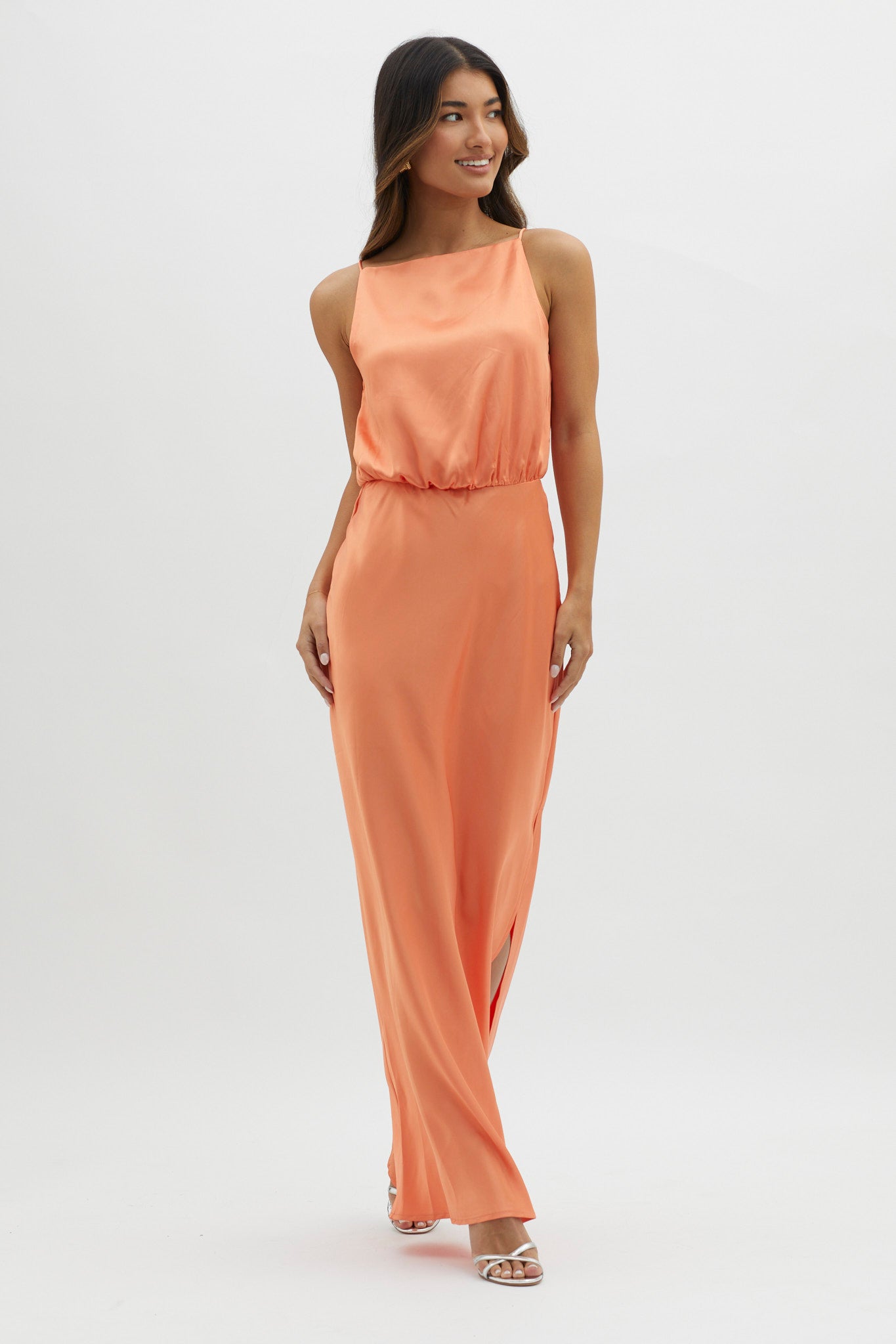 Midnight Hour Side Split Midi Dress Sunset by Selfie Leslie