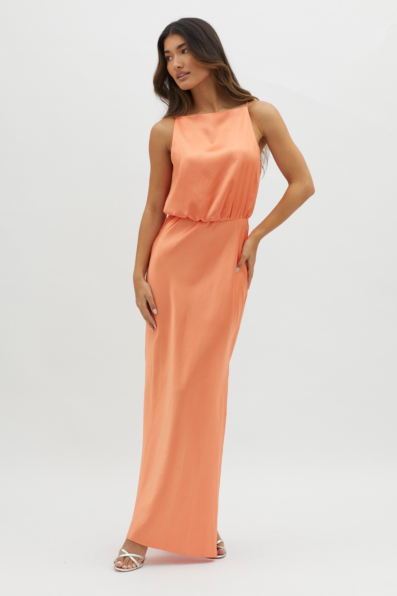Midnight Hour Side Split Midi Dress Sunset by Selfie Leslie