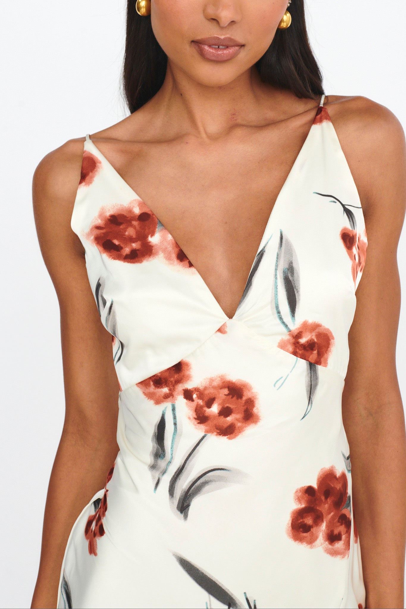 Corinna Tied Waist Split Dress Floral Poppy by Selfie Leslie