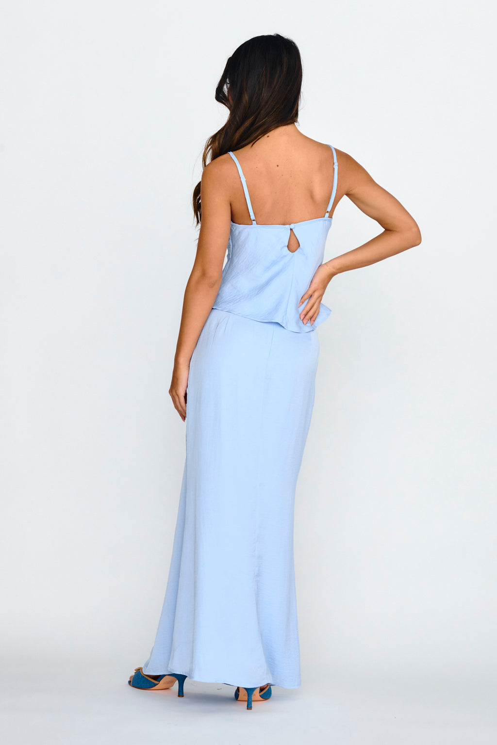 Pammy Lace Trim Maxi Skirt Cloud Blue by Selfie Leslie