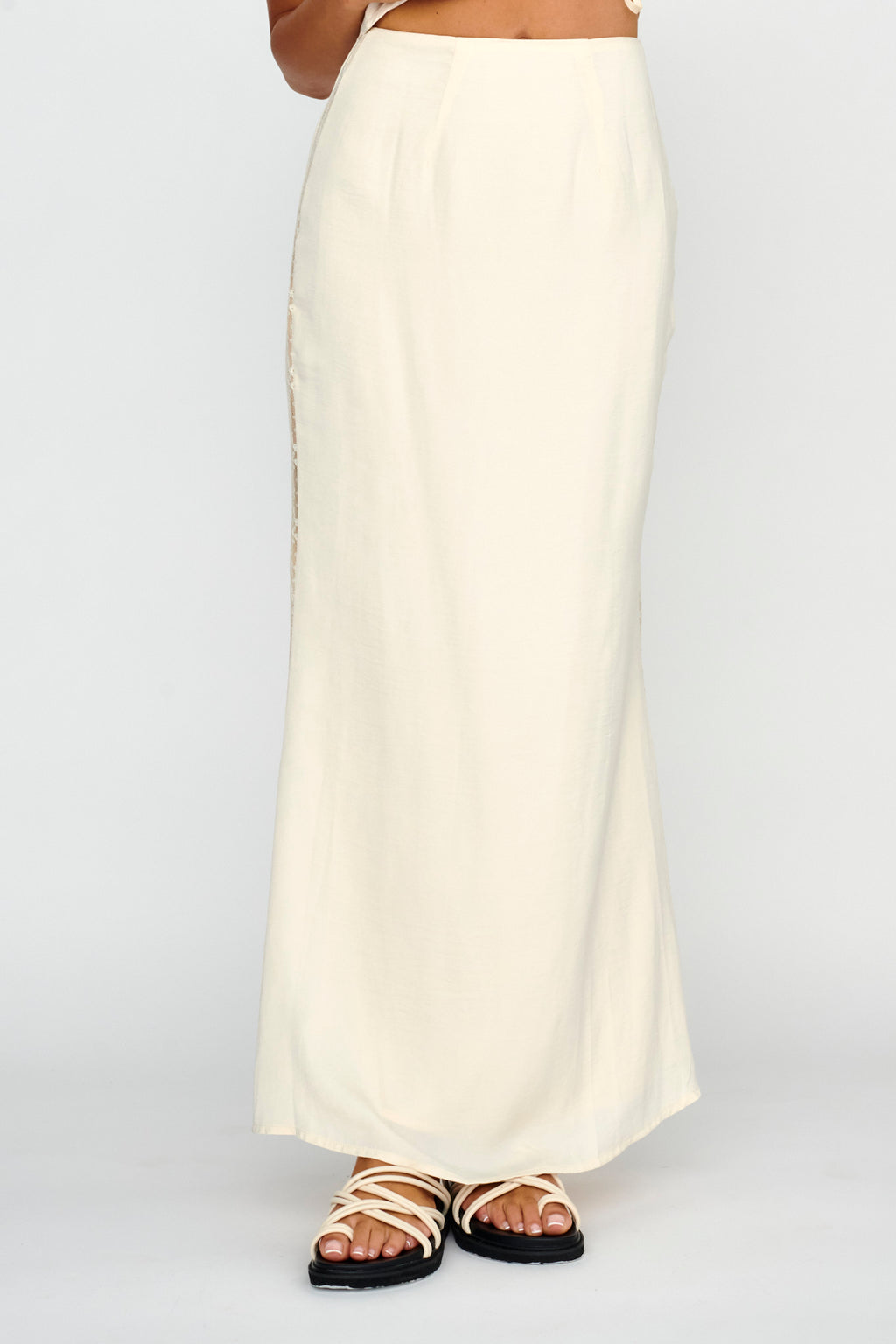 Pammy Lace Trim Maxi Skirt Oyster by Selfie Leslie