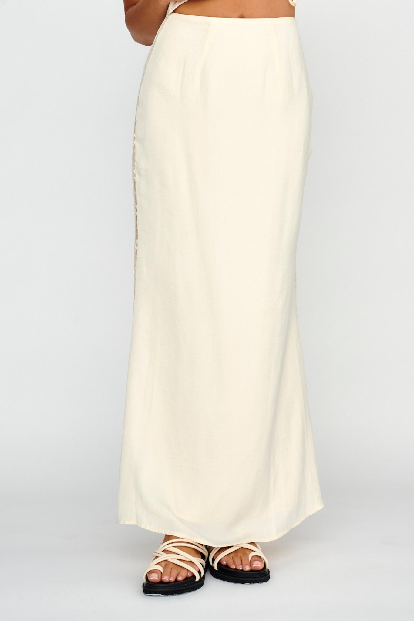 Pammy Lace Trim Maxi Skirt Oyster by Selfie Leslie