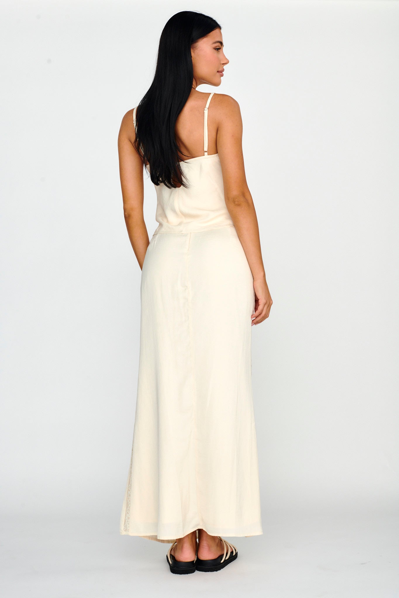 Pammy Lace Trim Maxi Skirt Oyster by Selfie Leslie