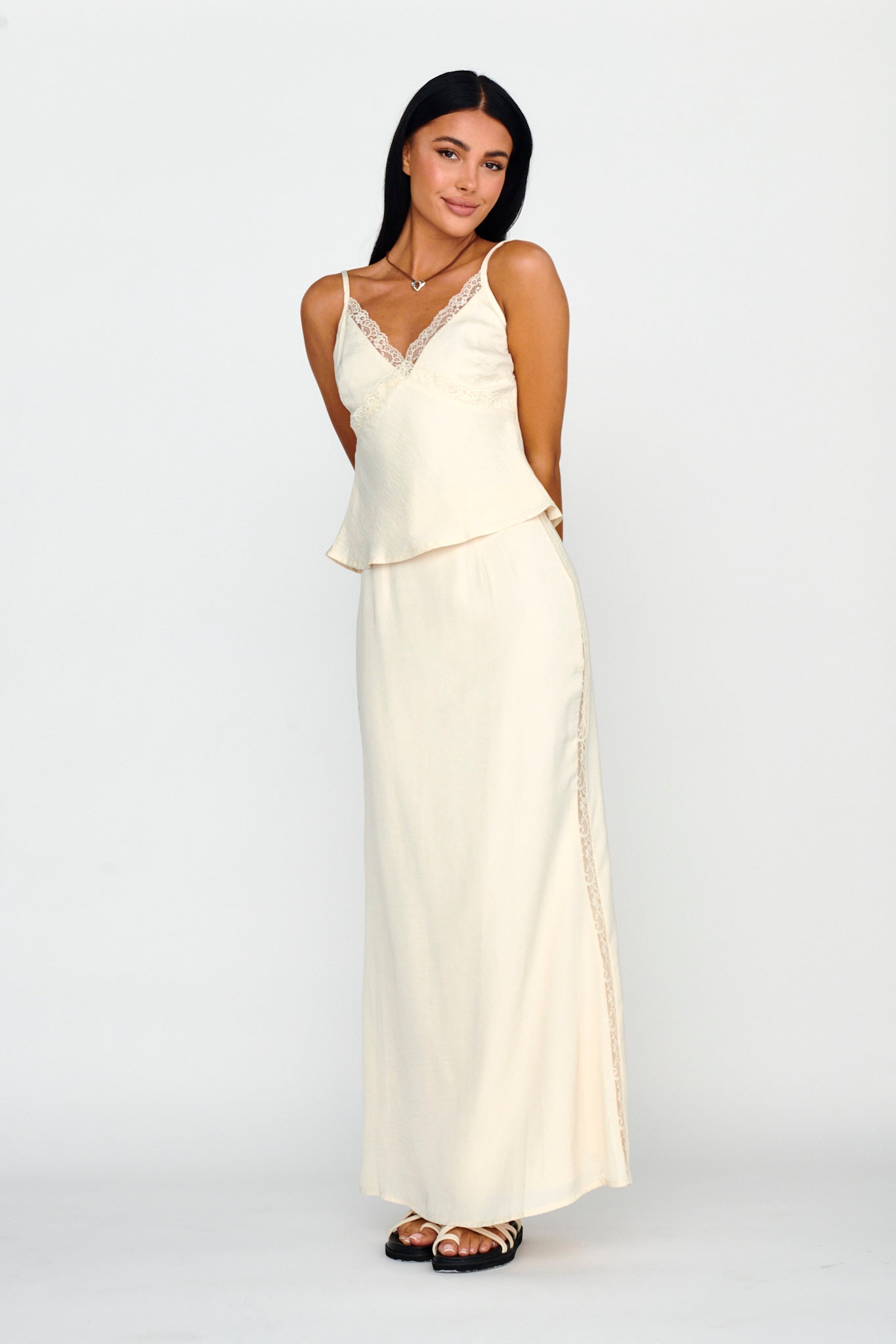 Pammy Lace Trim Top Oyster by Selfie Leslie