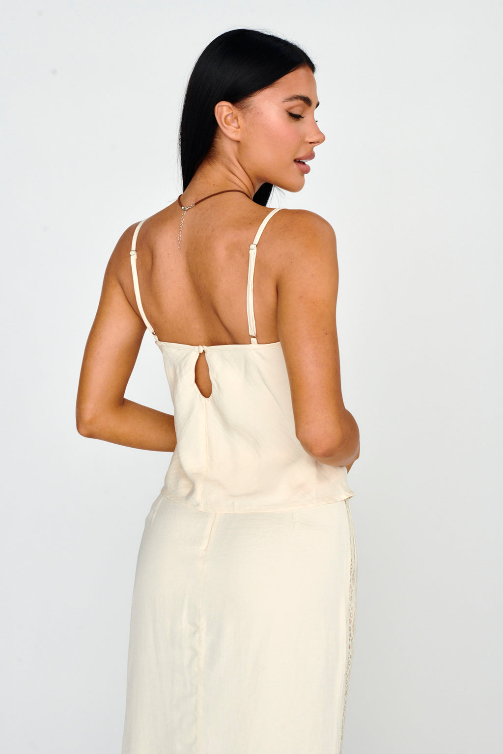 Pammy Lace Trim Top Oyster by Selfie Leslie