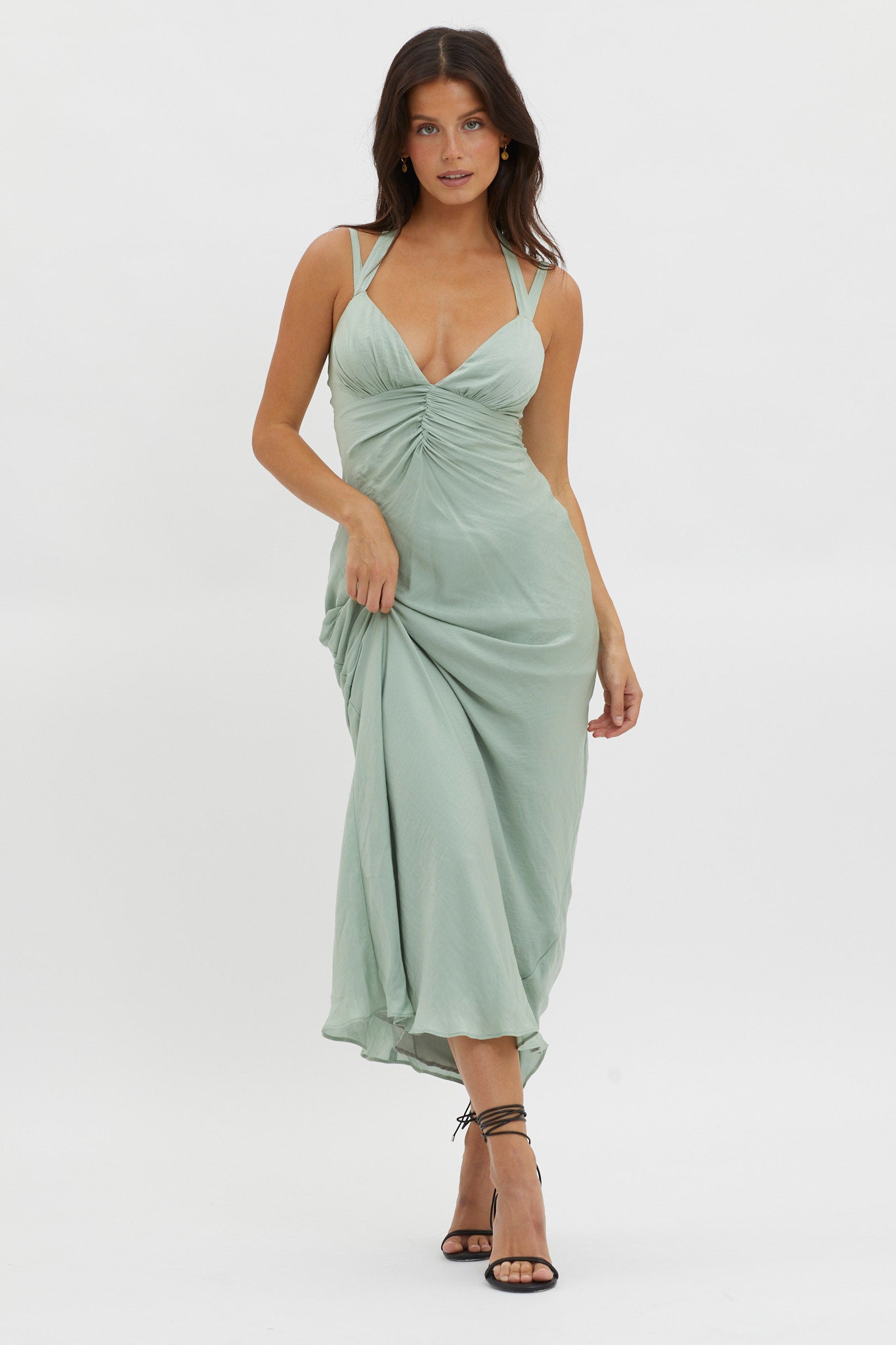 Stellar Twist Bodice Multi-Strap Dress Sage by Selfie Leslie