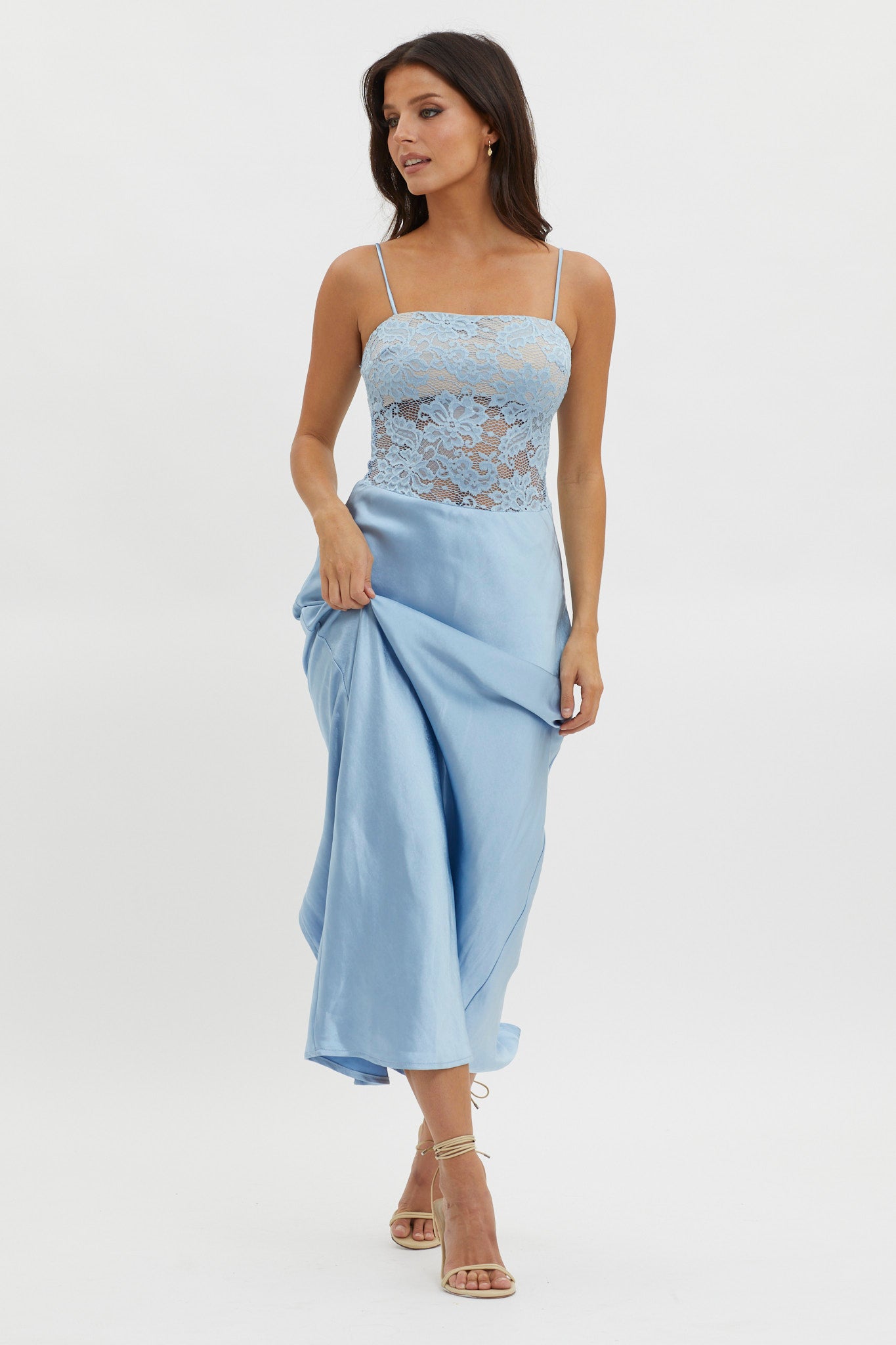 Moon Magic Floral Bodice Dress Blue by Selfie Leslie