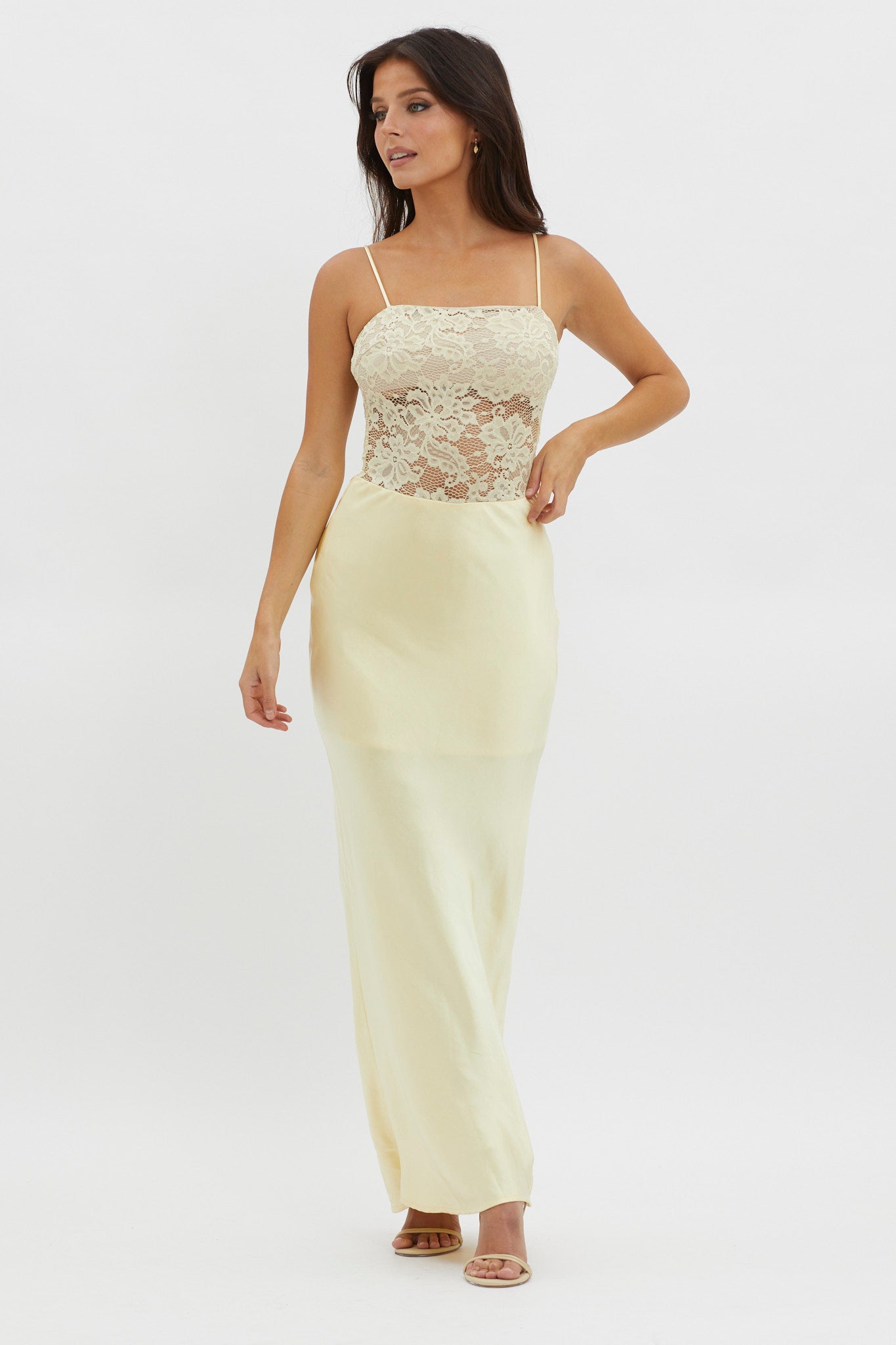 Moon Magic Floral Bodice Dress Lemon by Selfie Leslie