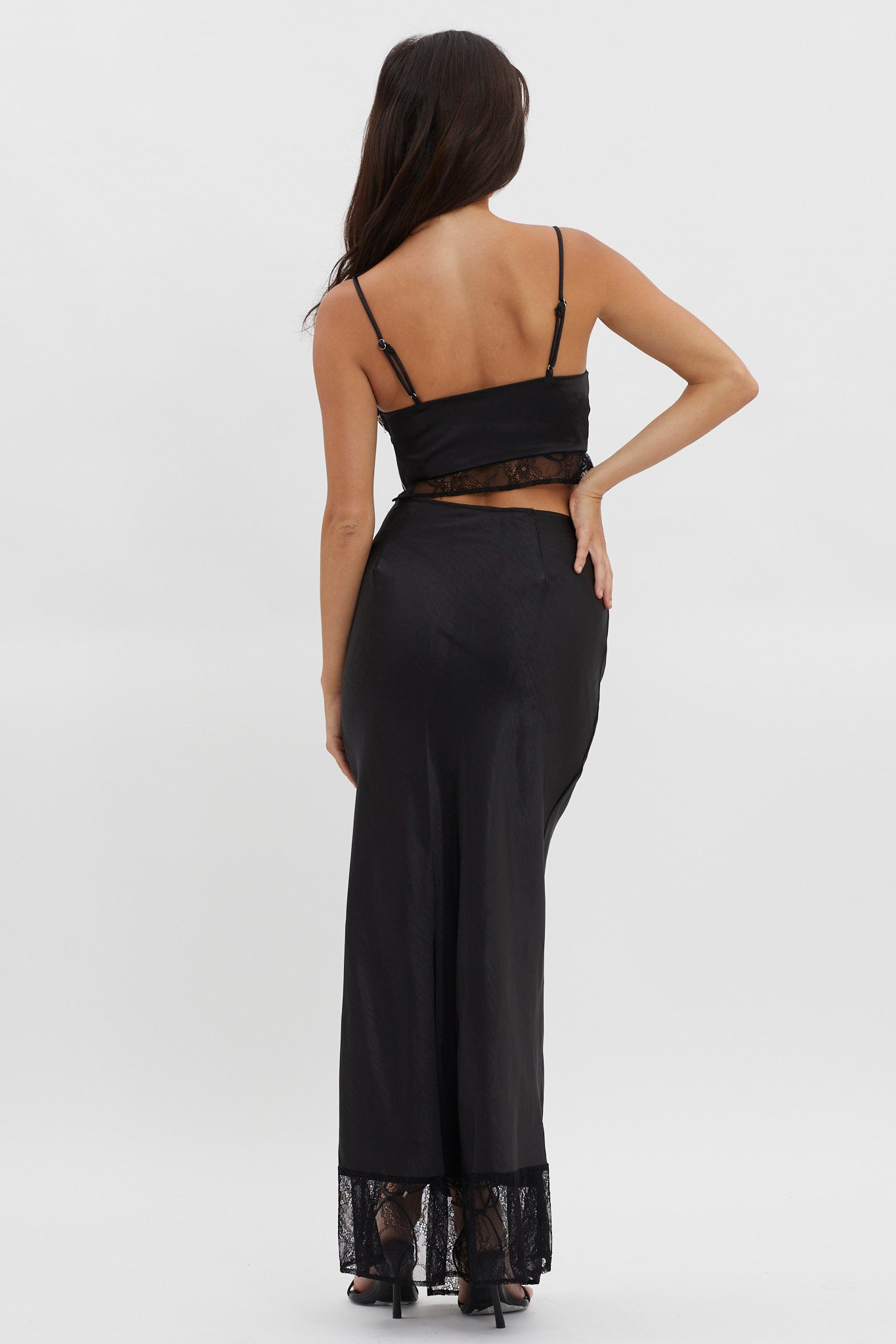 For The Moment Lace Trim Maxi Skirt Black by Selfie Leslie
