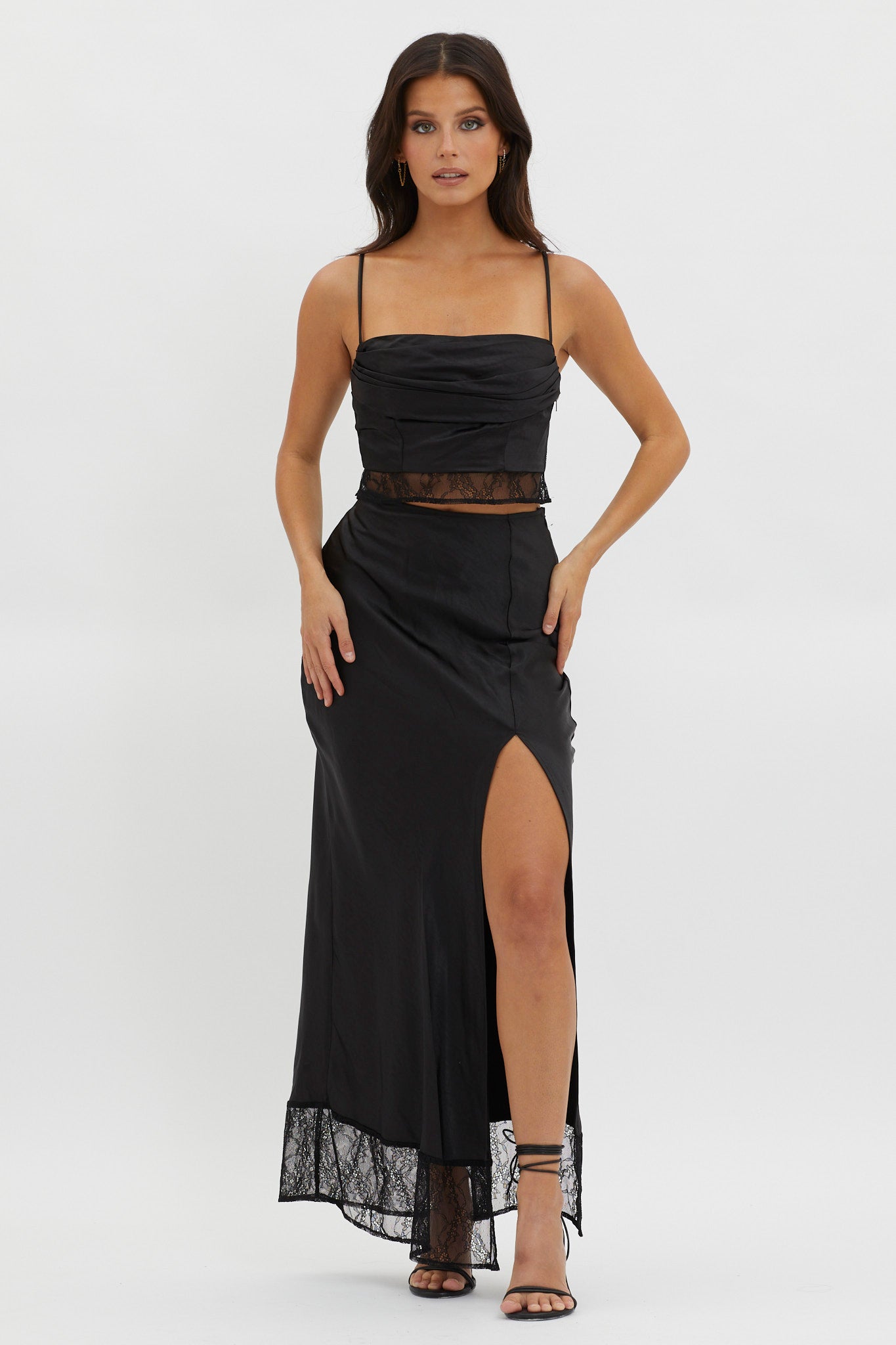 For The Moment Lace Trim Top Black by Selfie Leslie