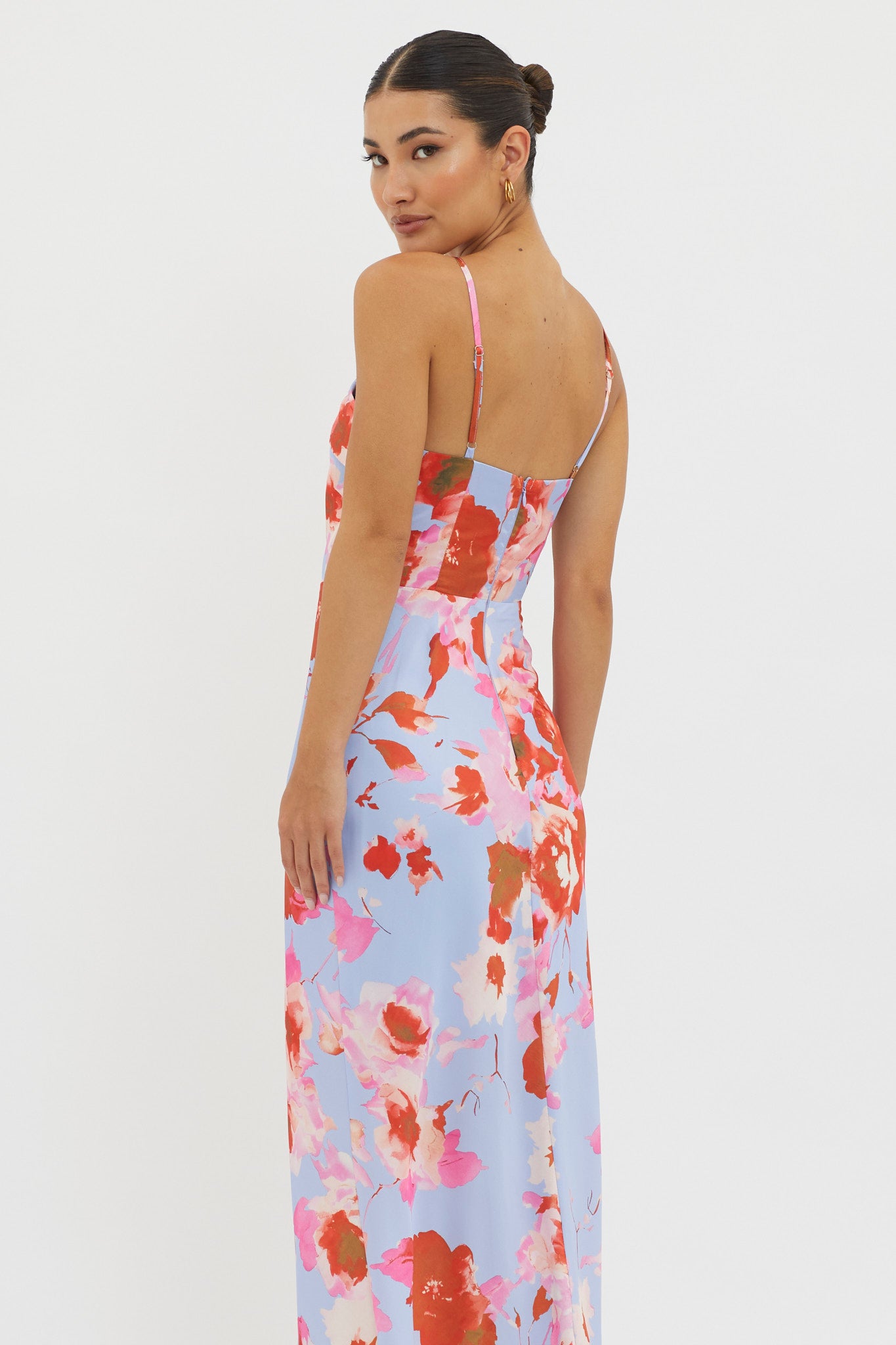 Carter Foldover Neckline Maxi Dress Blue Pink by Selfie Leslie