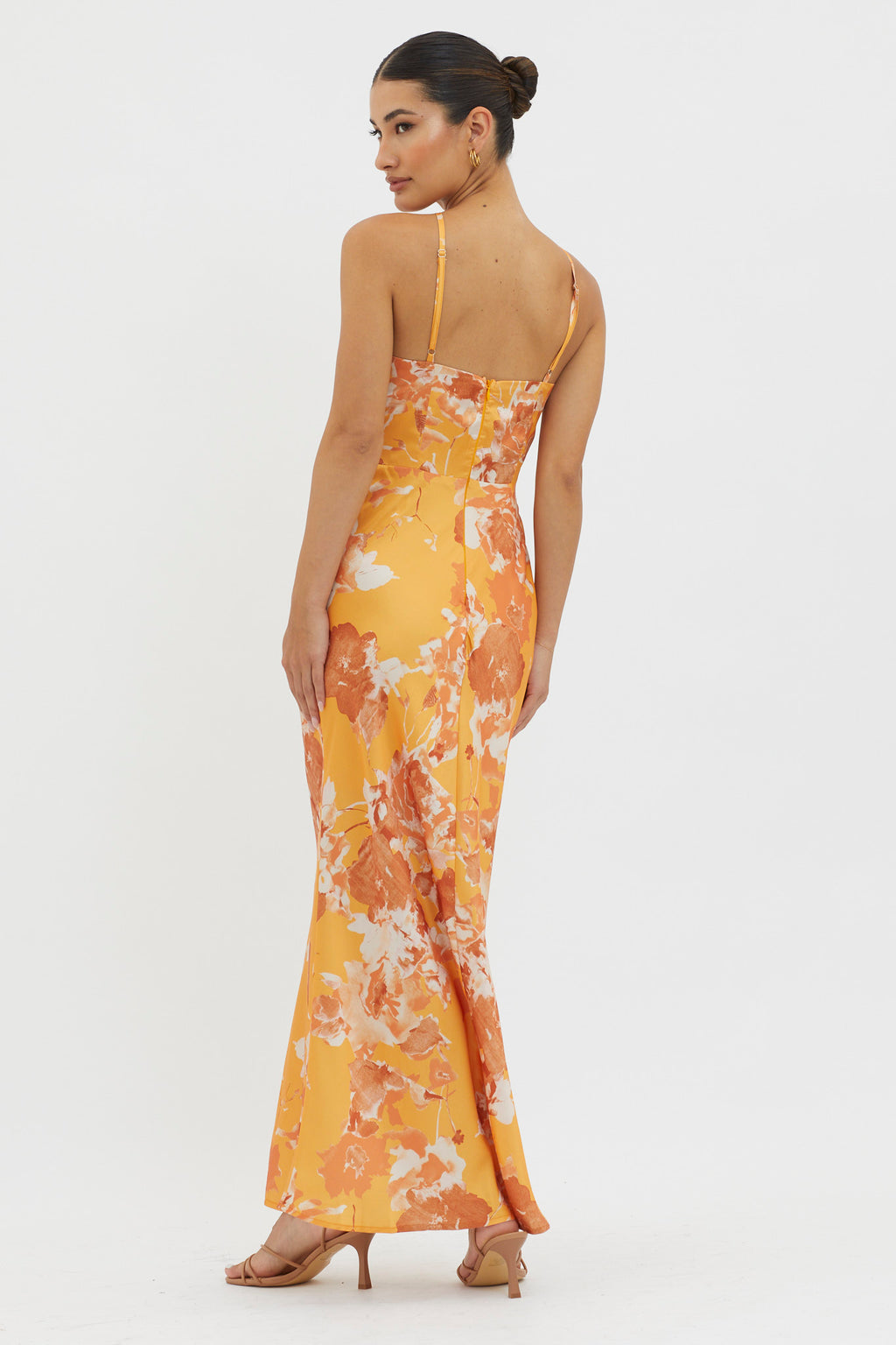Carter Foldover Neckline Maxi Dress Orange Yellow by Selfie Leslie