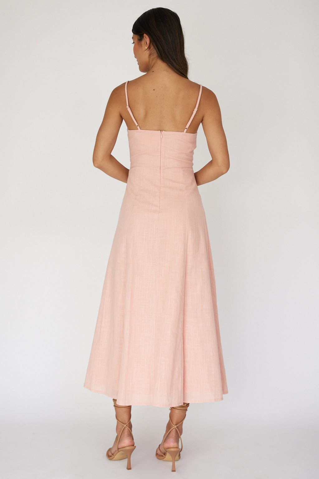 Vacay Pintuck Pleat Midi Dress Pink by Selfie Leslie