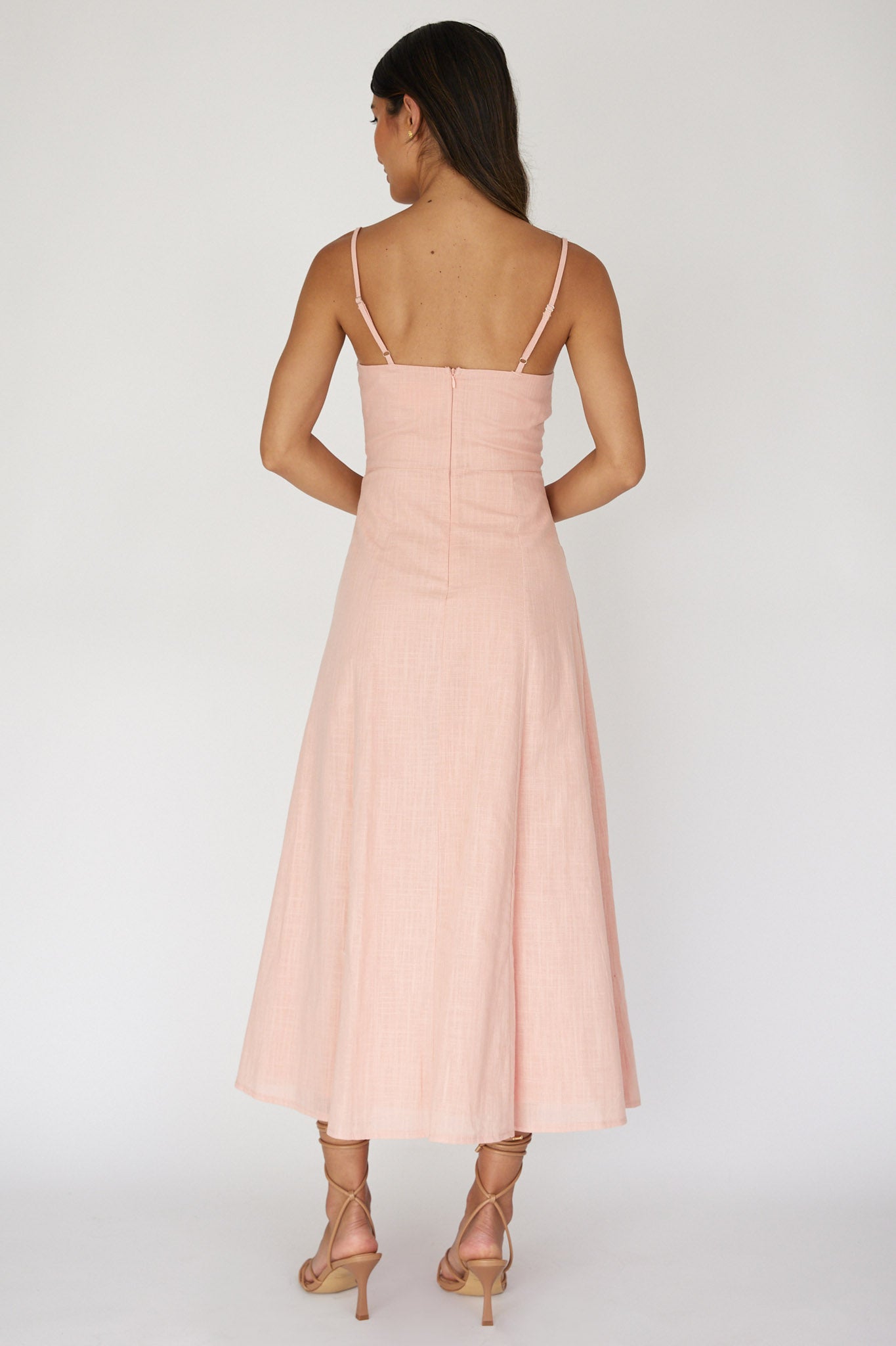 Vacay Pintuck Pleat Midi Dress Pink by Selfie Leslie