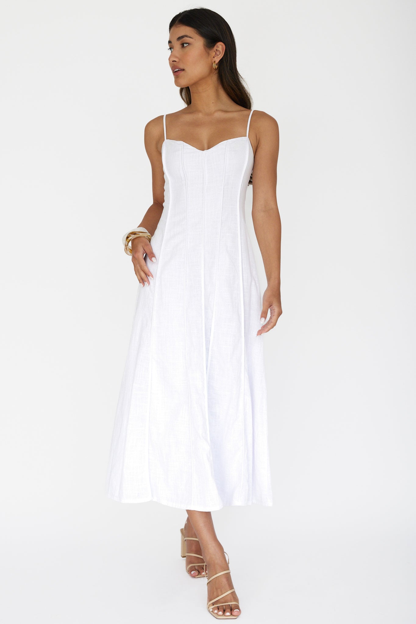 Vacay Pintuck Pleat Midi Dress White– Selfie Leslie