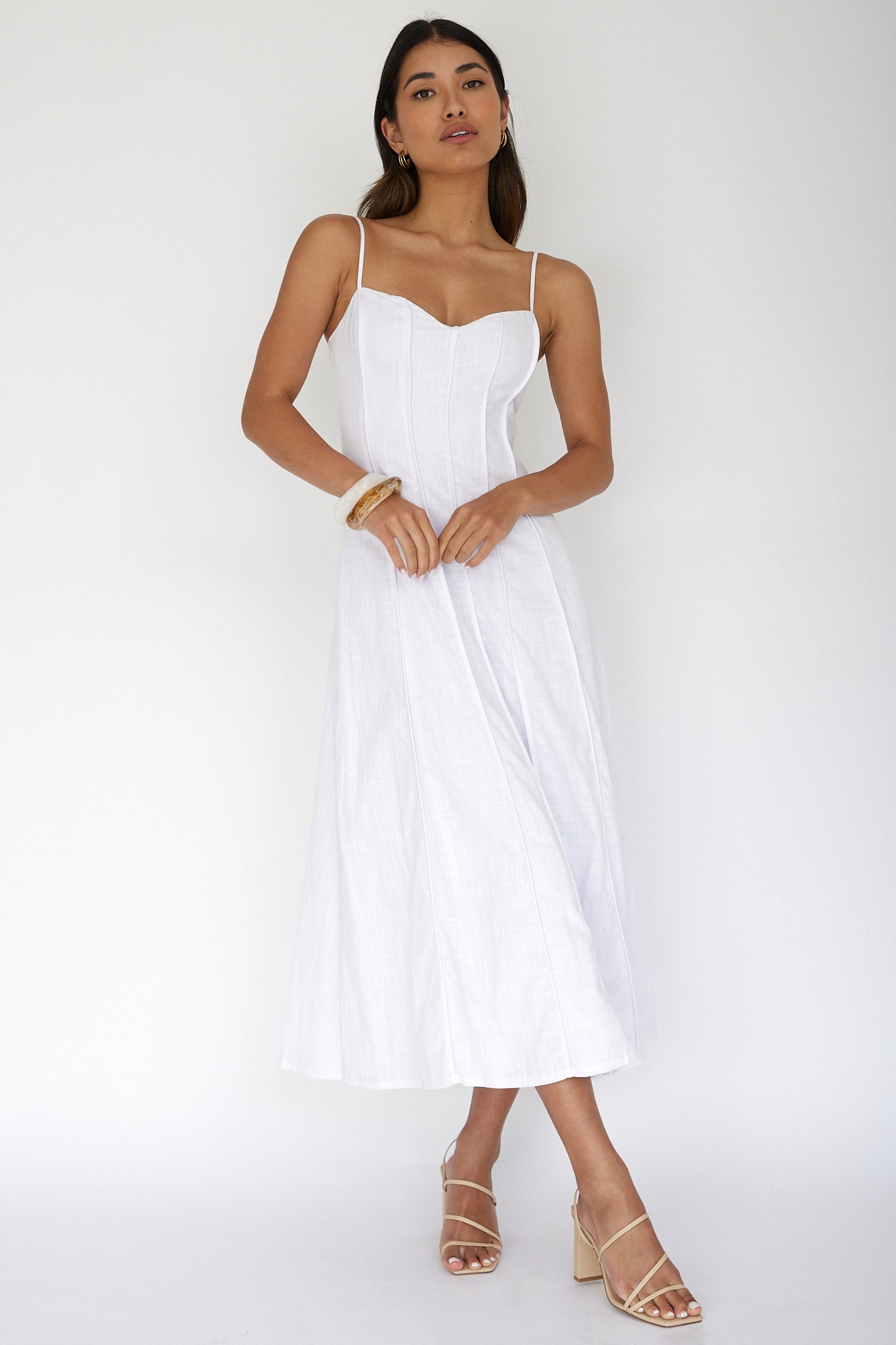 Vacay Pintuck Pleat Midi Dress White– Selfie Leslie