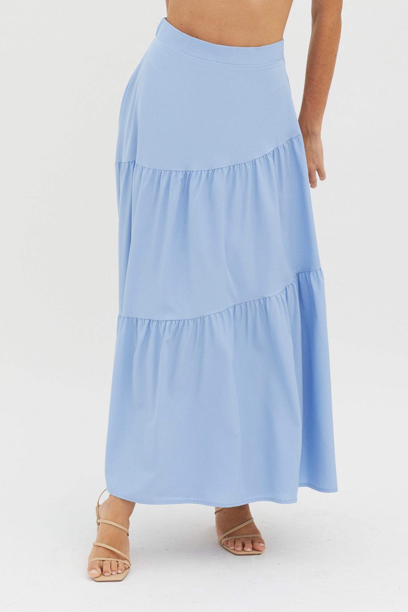 Bondi Waist Tie Maxi Skirt Blue by Selfie Leslie