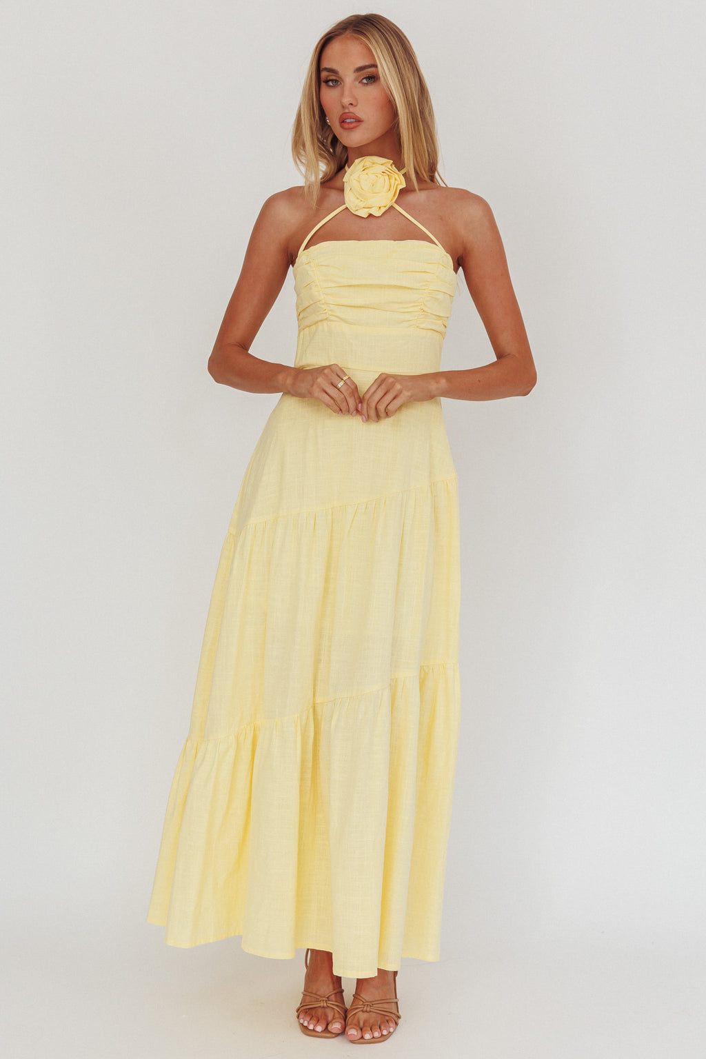 Bondi Rose Decoration Maxi Dress Lemon by Selfie Leslie
