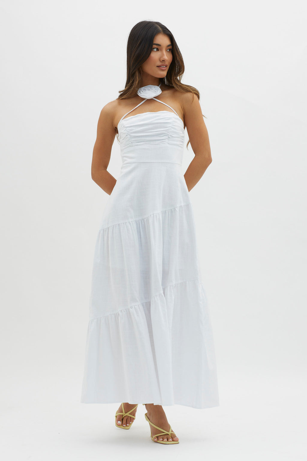 Bondi Rose Decoration Maxi Dress White by Selfie Leslie
