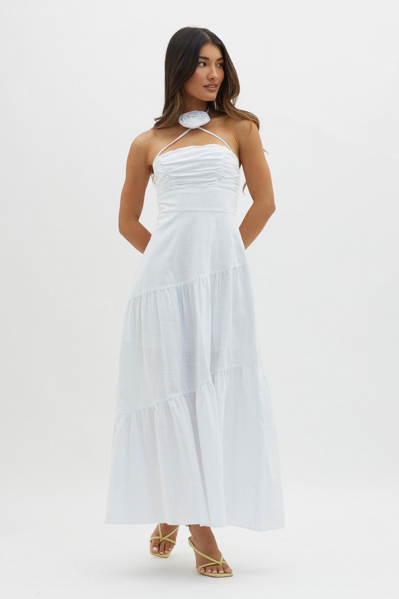 Bondi Rose Decoration Maxi Dress White by Selfie Leslie