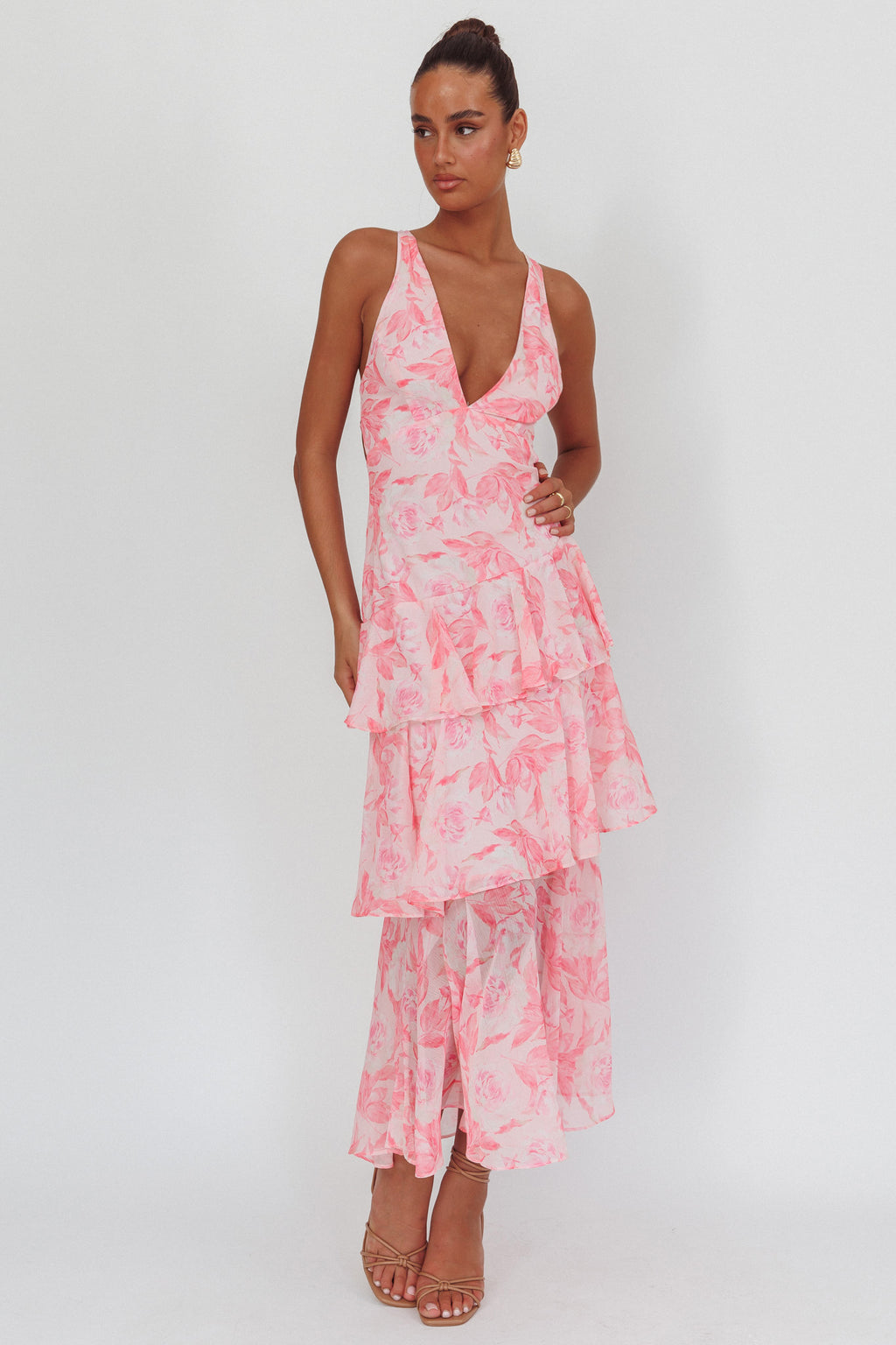 Floral Print Strappy Back Maxi Dress main image 1