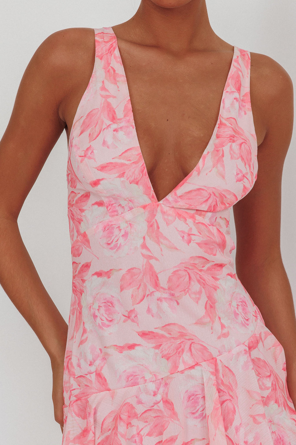 Veda Strappy Back Maxi Dress Floral Pink by Selfie Leslie