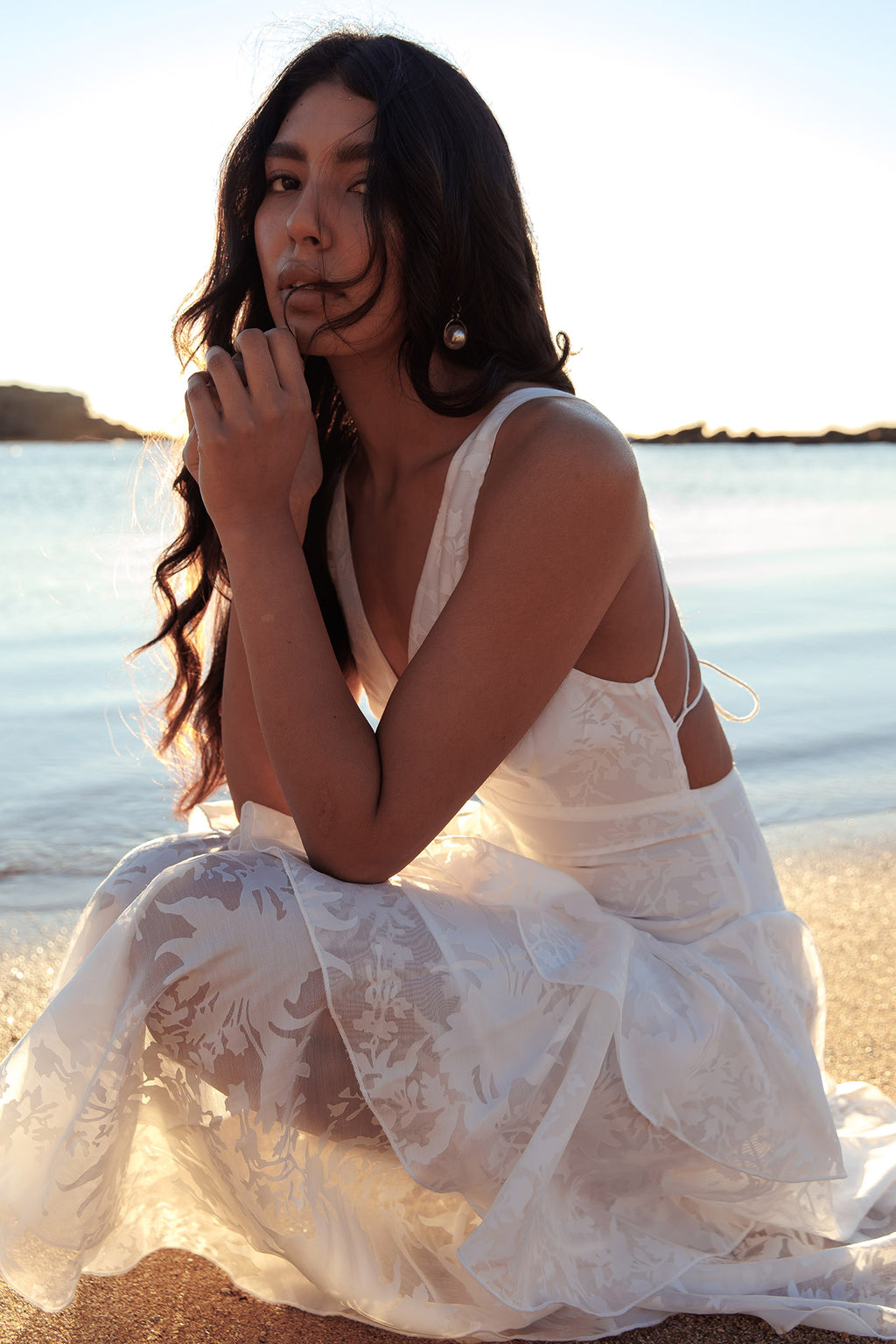 Veda Strappy Back Ruffle Chiffon Maxi Dress White | Selfie Leslie Veda Strappy Back Ruffle Chiffon Maxi Dress White | Selfie Leslie