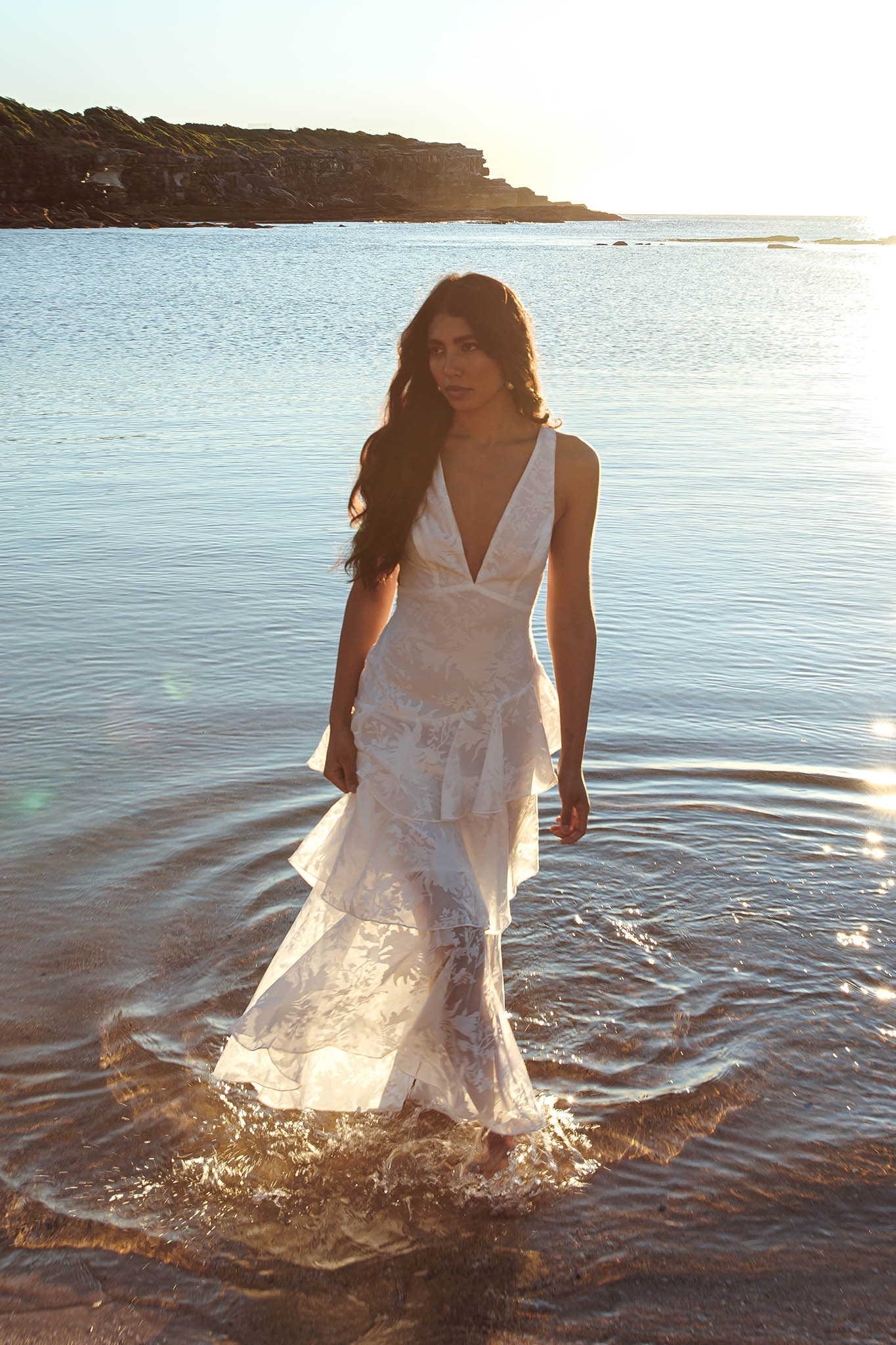 Veda Strappy Back Ruffle Chiffon Maxi Dress White Veda Strappy Back Ruffle Chiffon Maxi Dress White