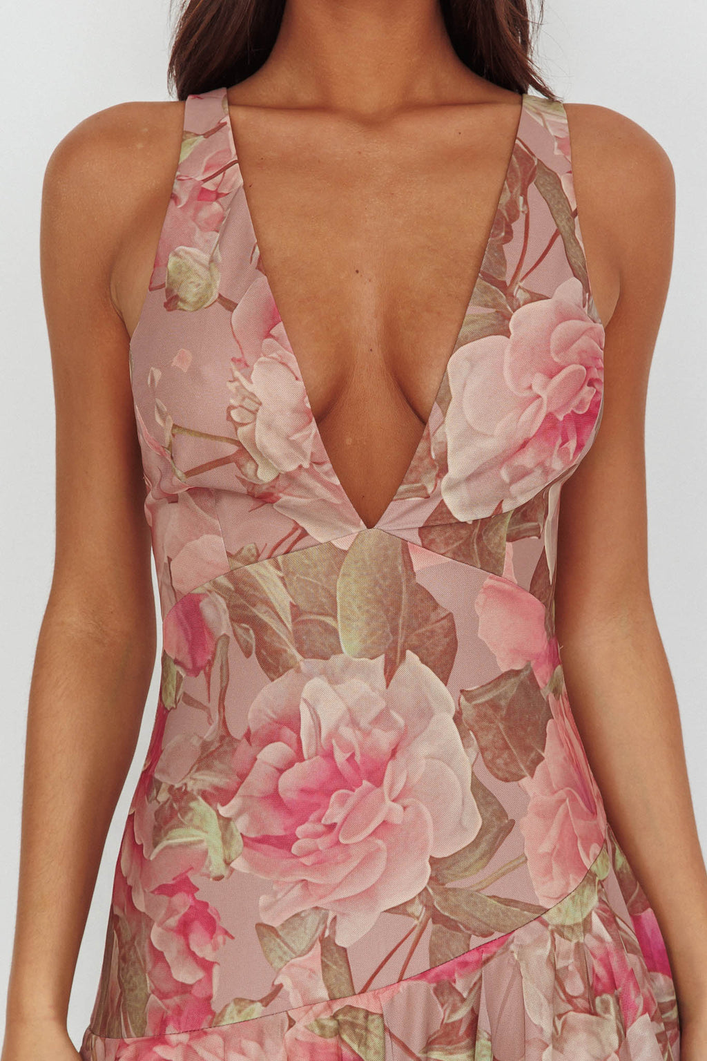 Veda Strappy Back Maxi Dress Roses Blush by Selfie Leslie