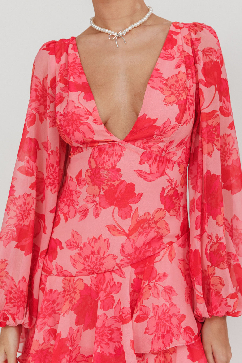 veda tiered layer midi dress floral blush Veda Strappy Back Ruffle Midi Dress Floral
