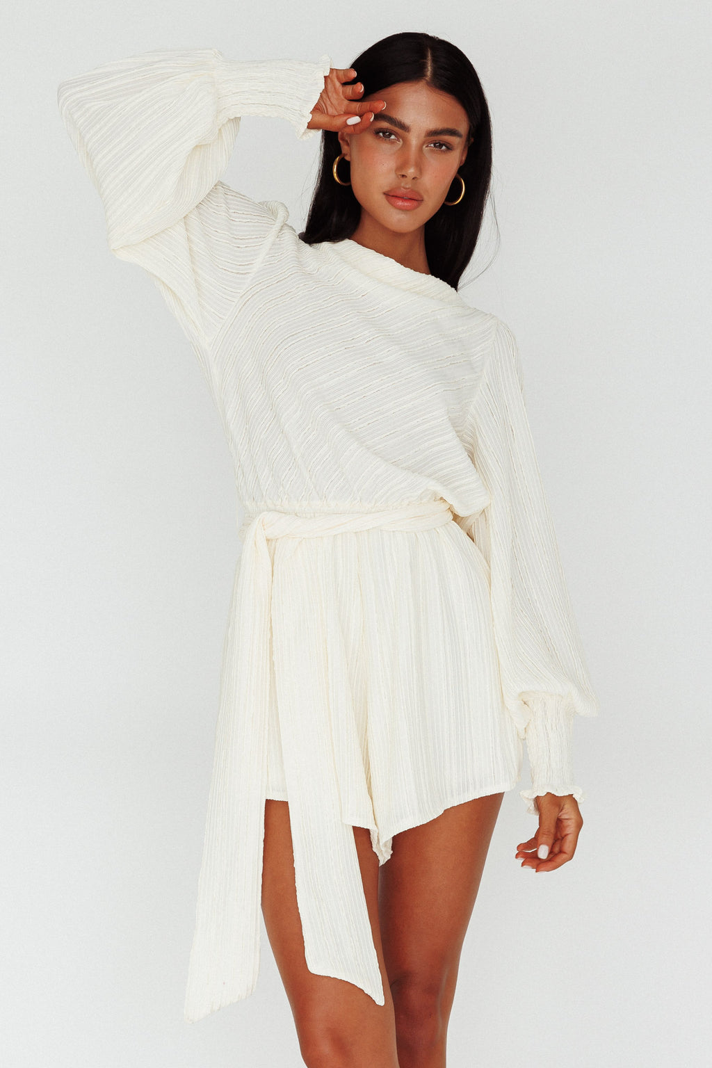 Summer Lover Long Sleeve Romper Cream by Selfie Leslie