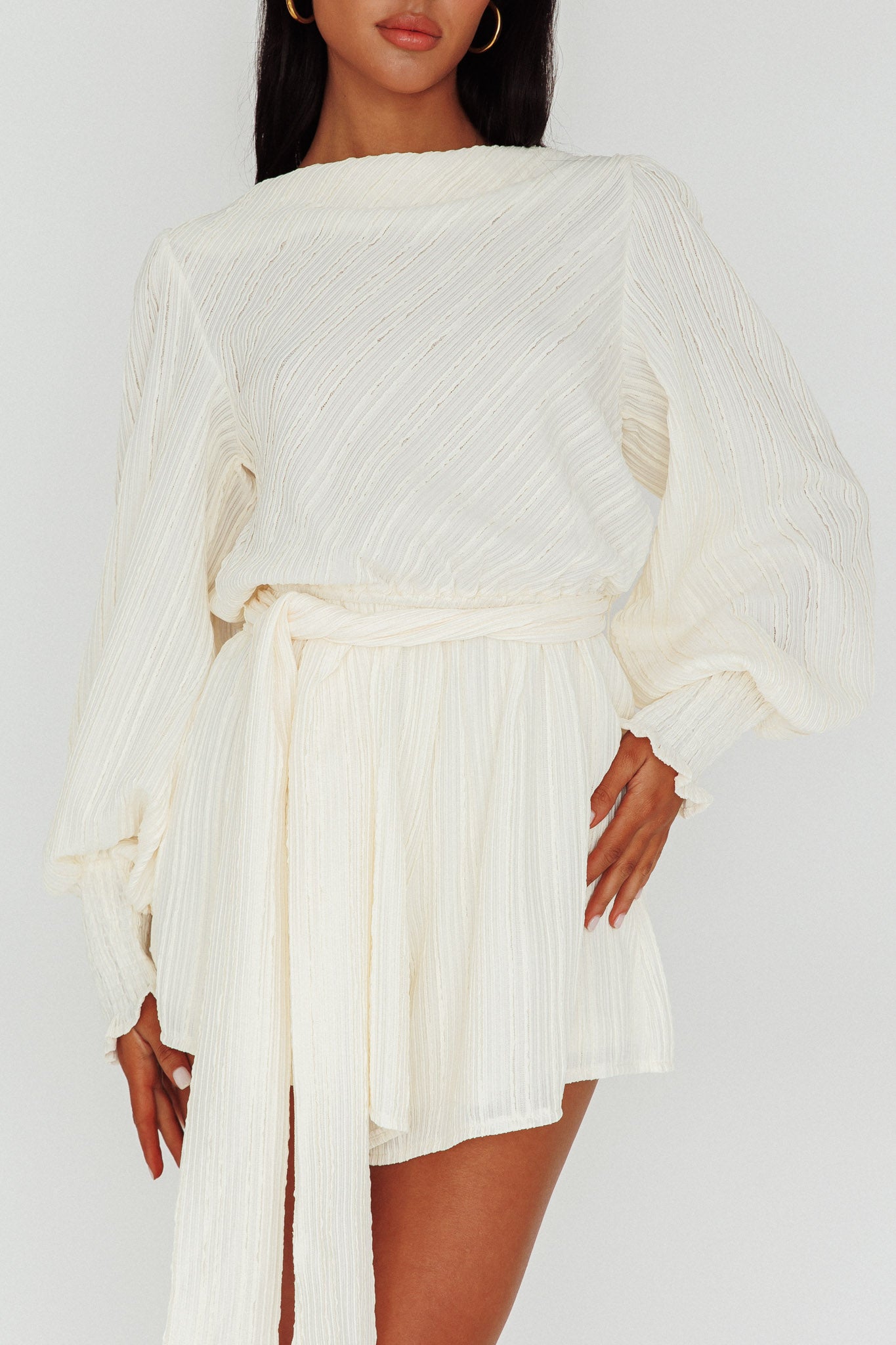 Summer Lover Long Sleeve Romper Cream by Selfie Leslie