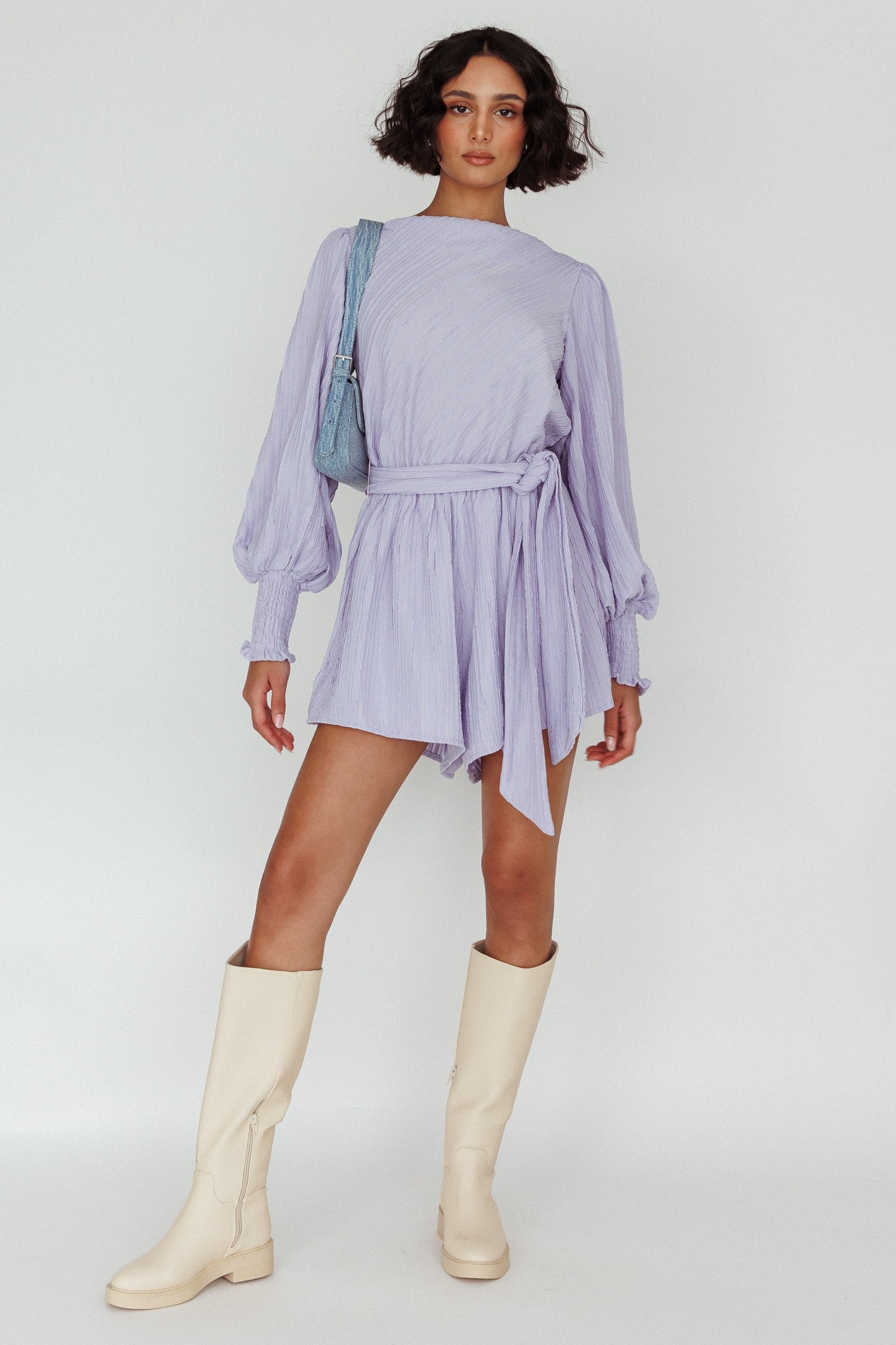 Summer Lover Long Sleeve Romper Lilac by Selfie Leslie