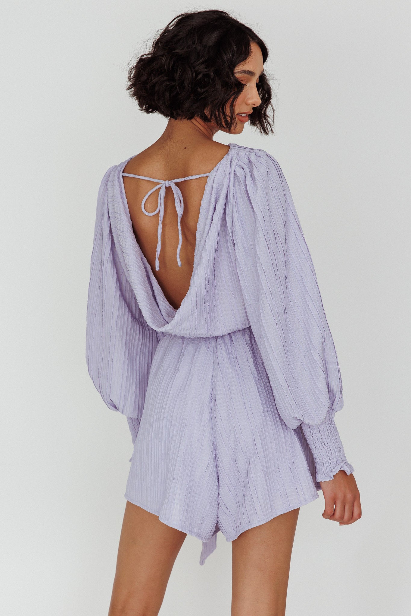 Summer Lover Long Sleeve Romper Lilac by Selfie Leslie