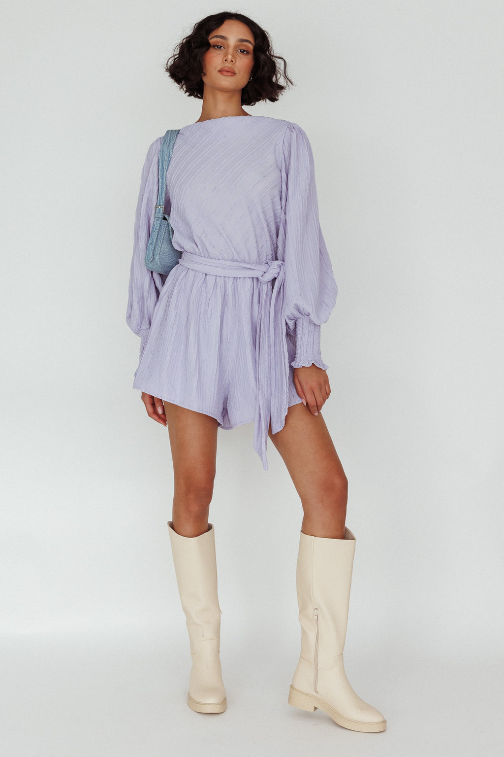 Summer Lover Long Sleeve Romper Lilac by Selfie Leslie