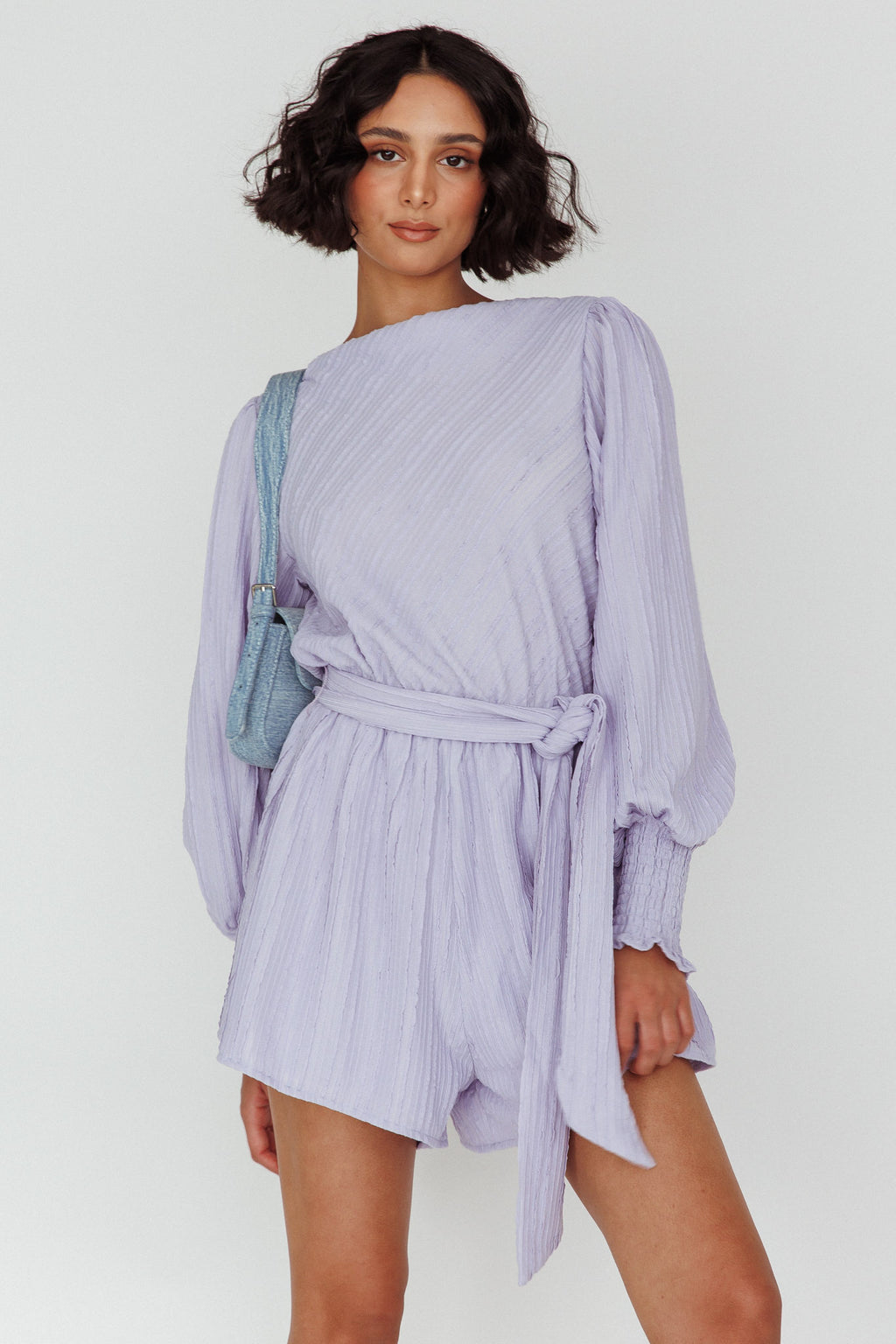 Summer Lover Long Sleeve Romper Lilac by Selfie Leslie