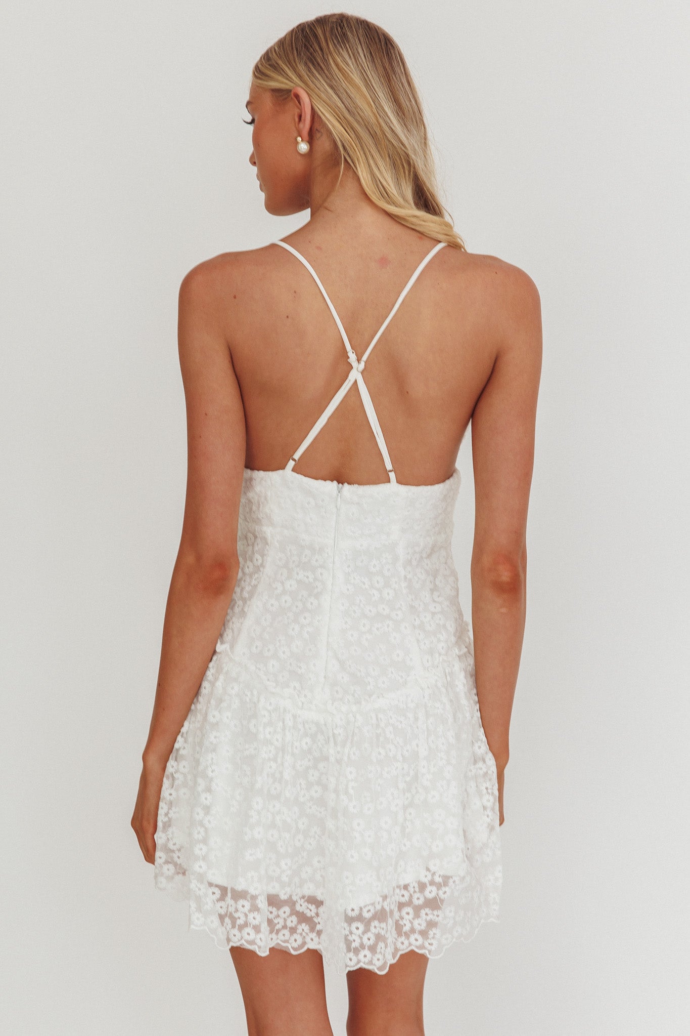 flounce hem mini dress Collared Button Down Pleated Flounce Hem Mini Dress