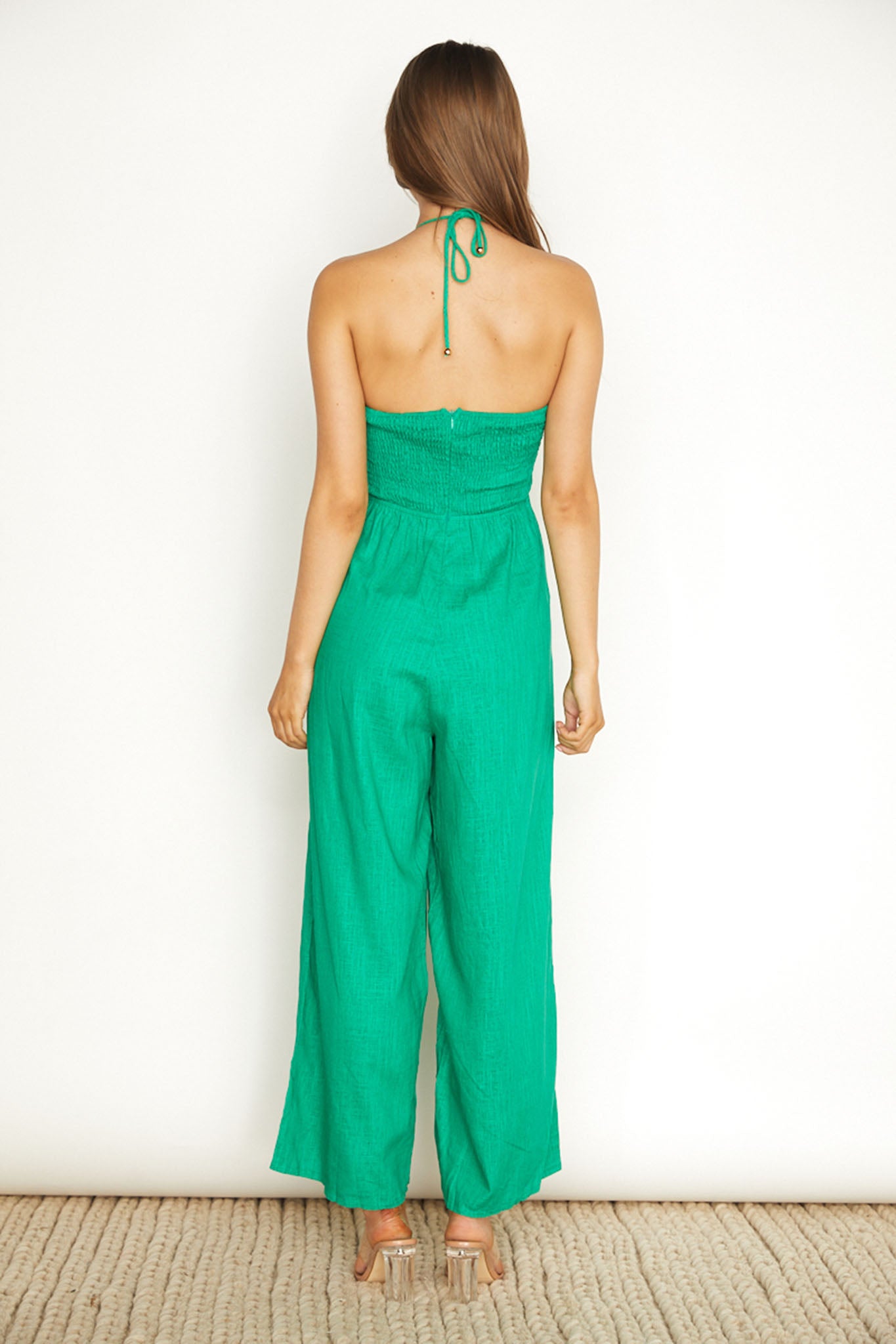 Maravilhosa Keyhole Halter Jumpsuit Green by Selfie Leslie