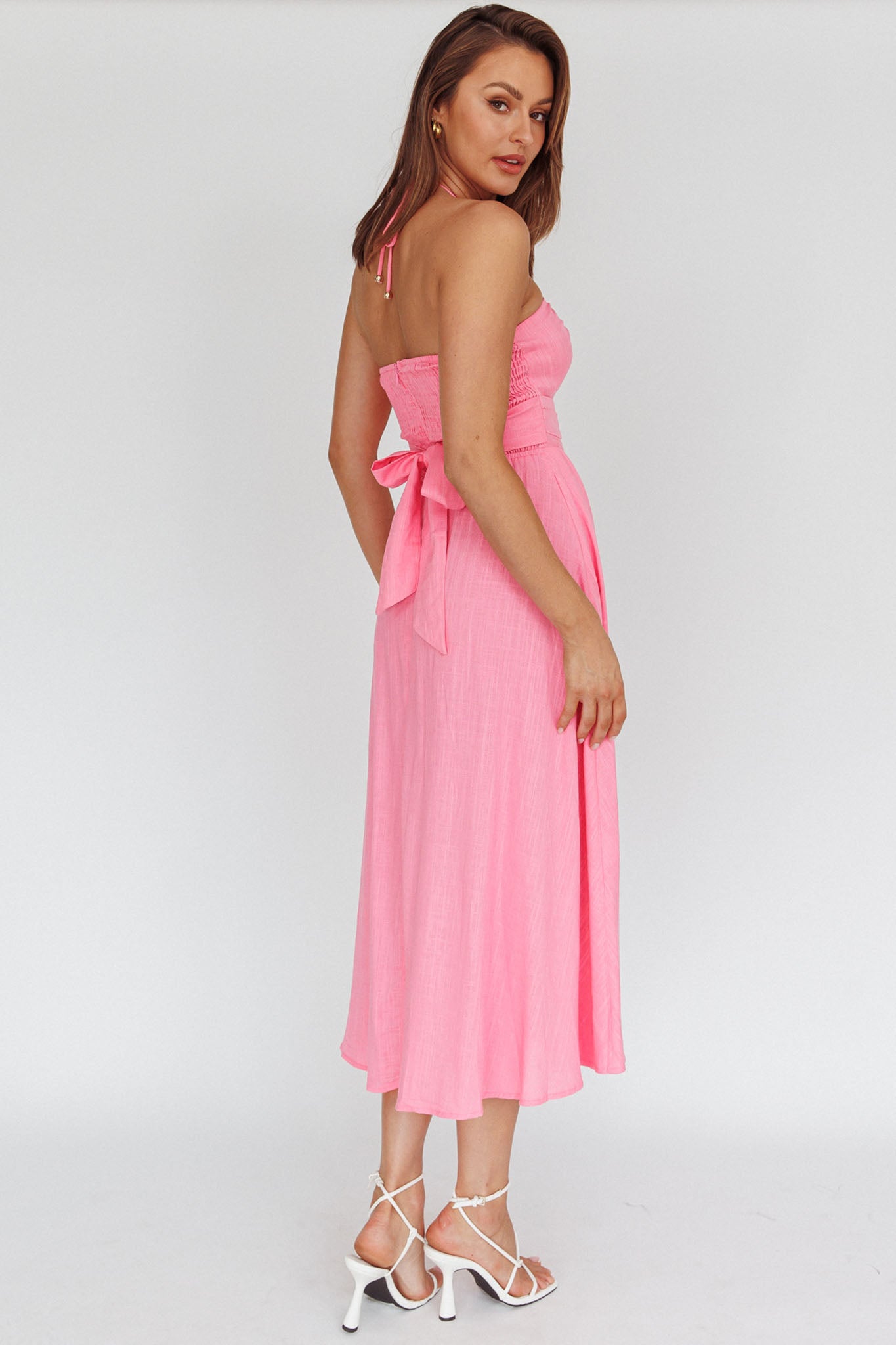Maravilhosa Keyhole Halter Midi Dress Pink by Selfie Leslie