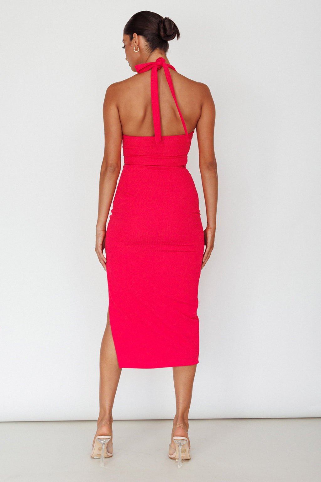 Crystal Skies Cut-Out Feature Midi Dress Fuchsia by Selfie Leslie