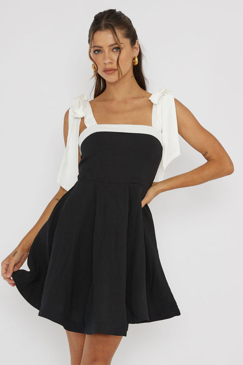 Jeanie Bow Shoulder Mini Dress Black– Selfie Leslie