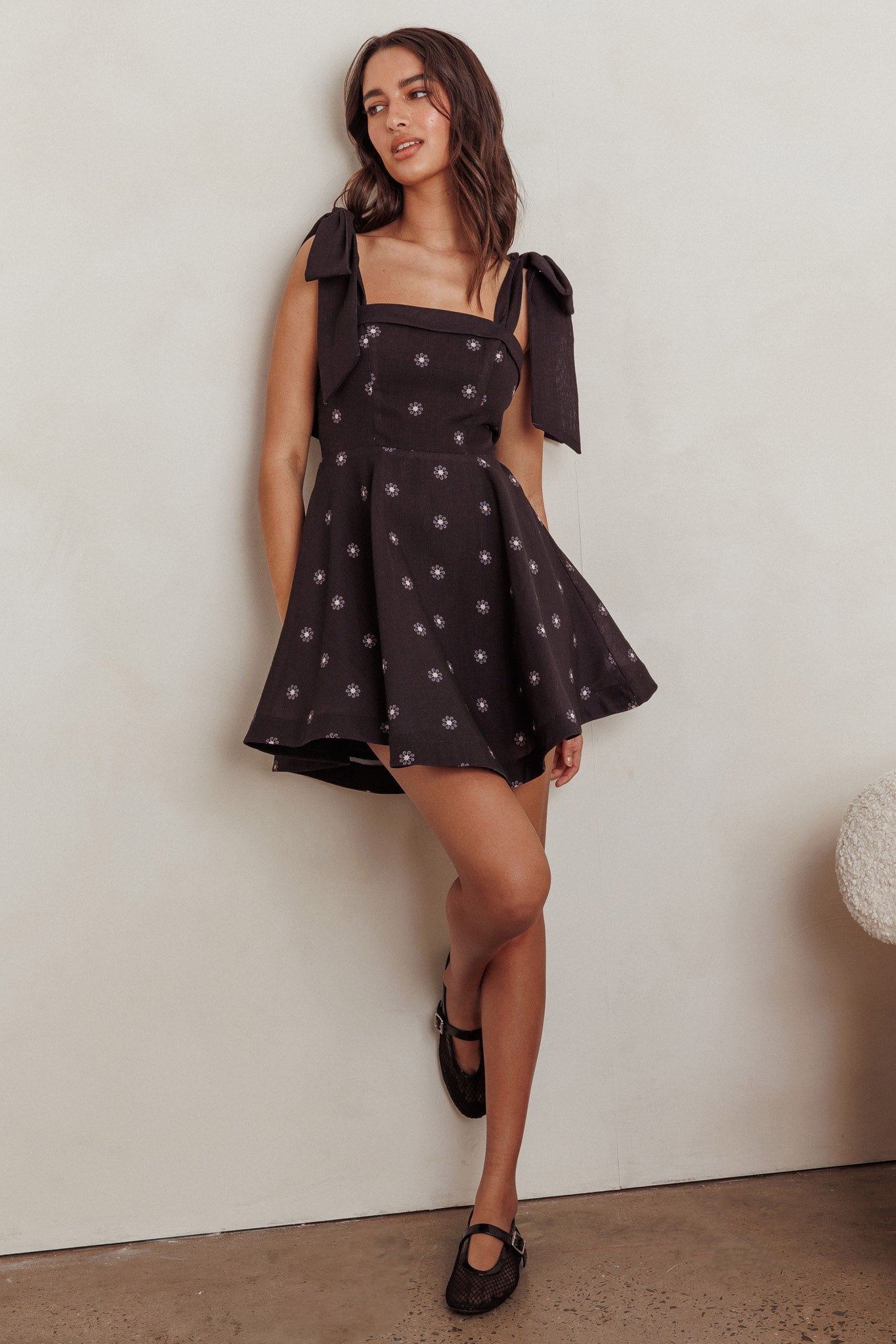Jeanie Bow Shoulder Mini Dress Black main image 0