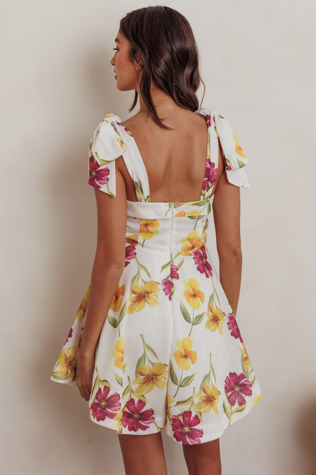 Jeanie Tied Shoulder Mini Dress Flower Purple by Selfie Leslie