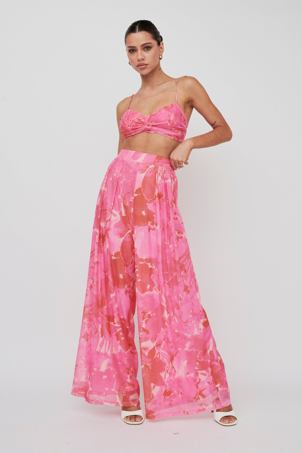 Tammi Wide Leg Pants Print Blush by Selfie Leslie