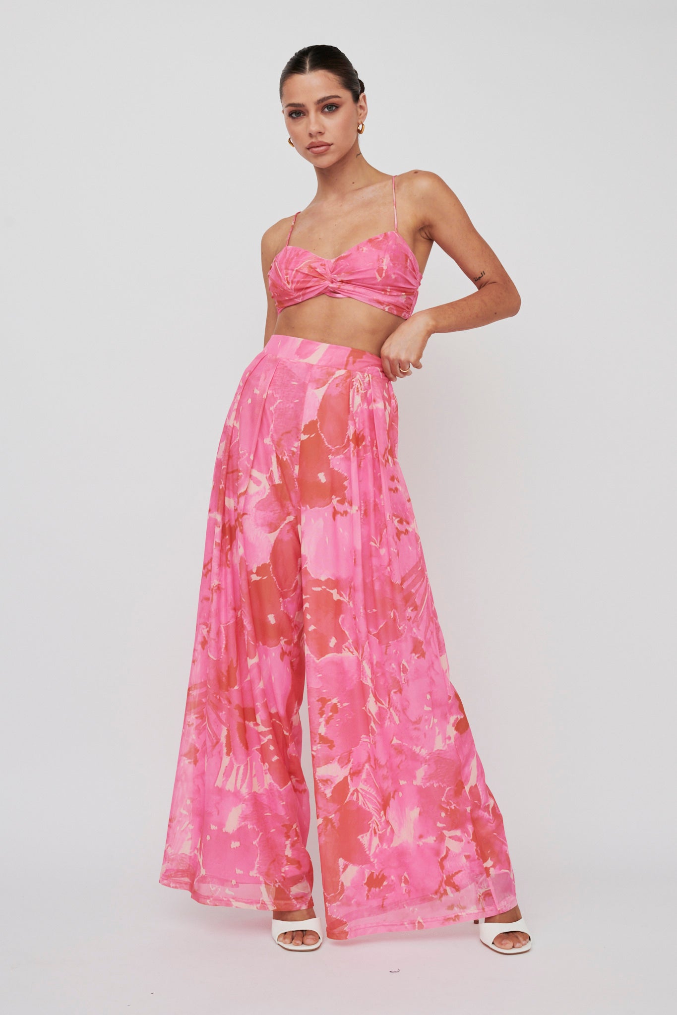 Tammi Wide Leg Pants Print Blush by Selfie Leslie