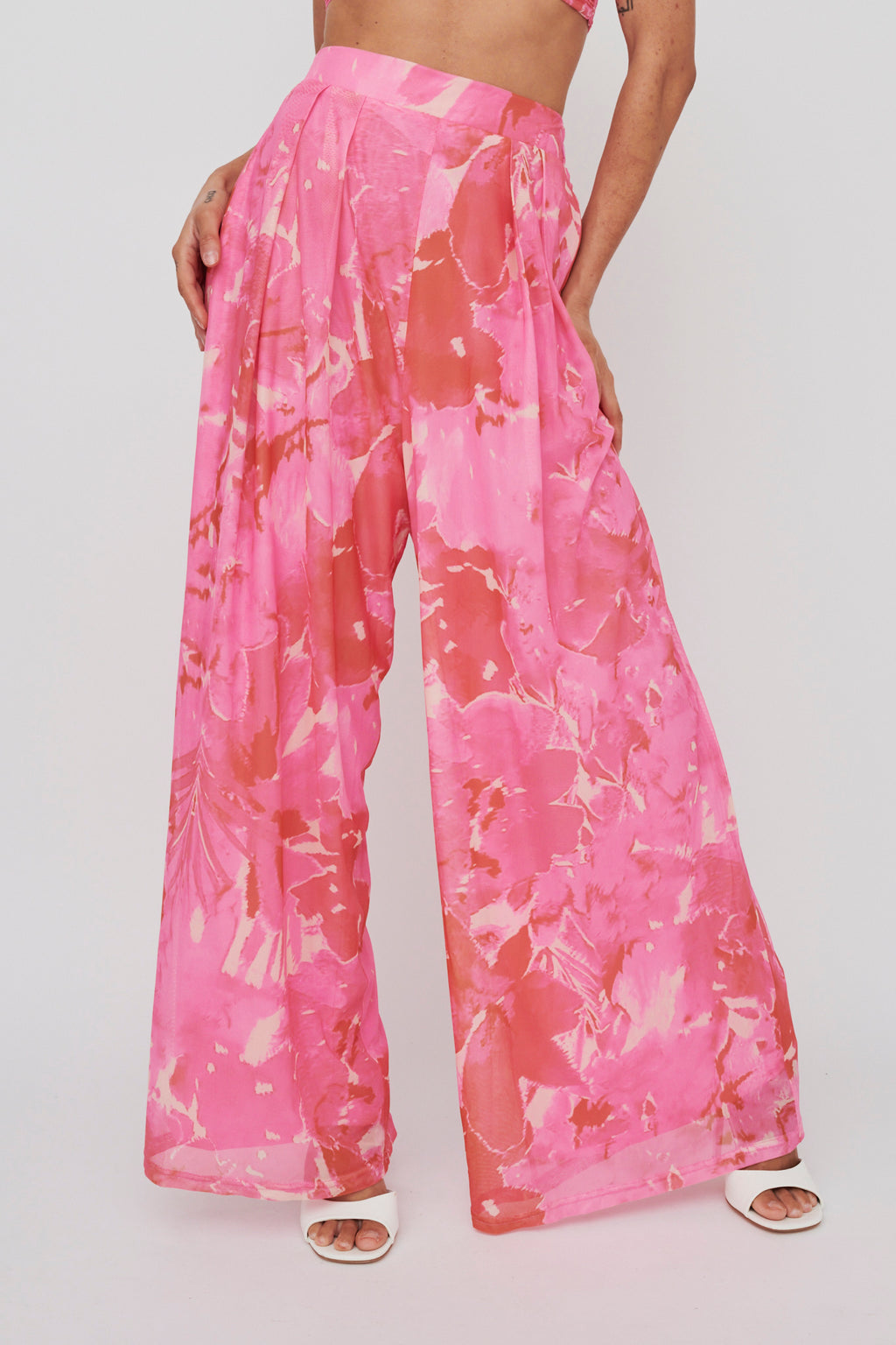 Tammi Wide Leg Pants Print Blush by Selfie Leslie