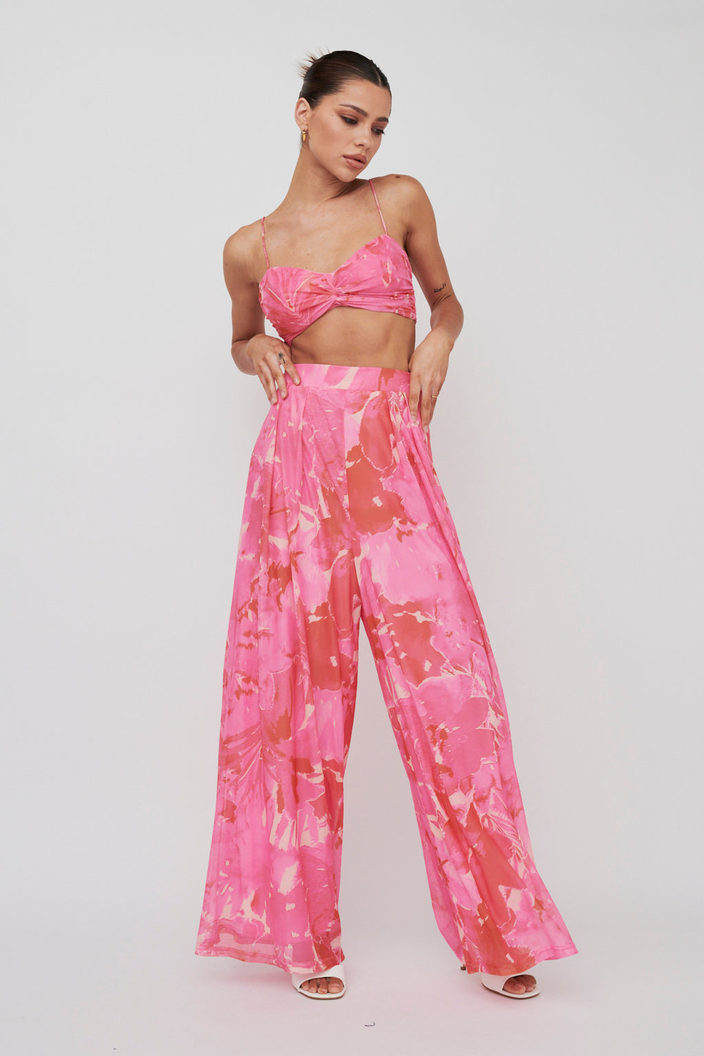 Tammi Wide Leg Pants Print Blush by Selfie Leslie
