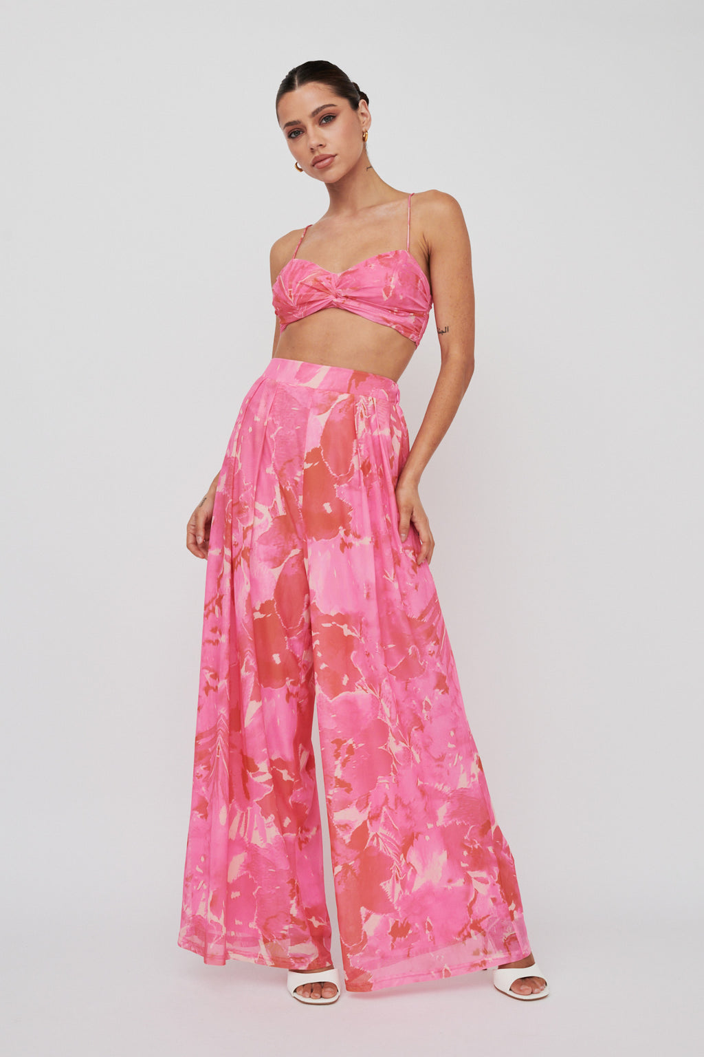 Tammi Wide Leg Pants Print Blush by Selfie Leslie