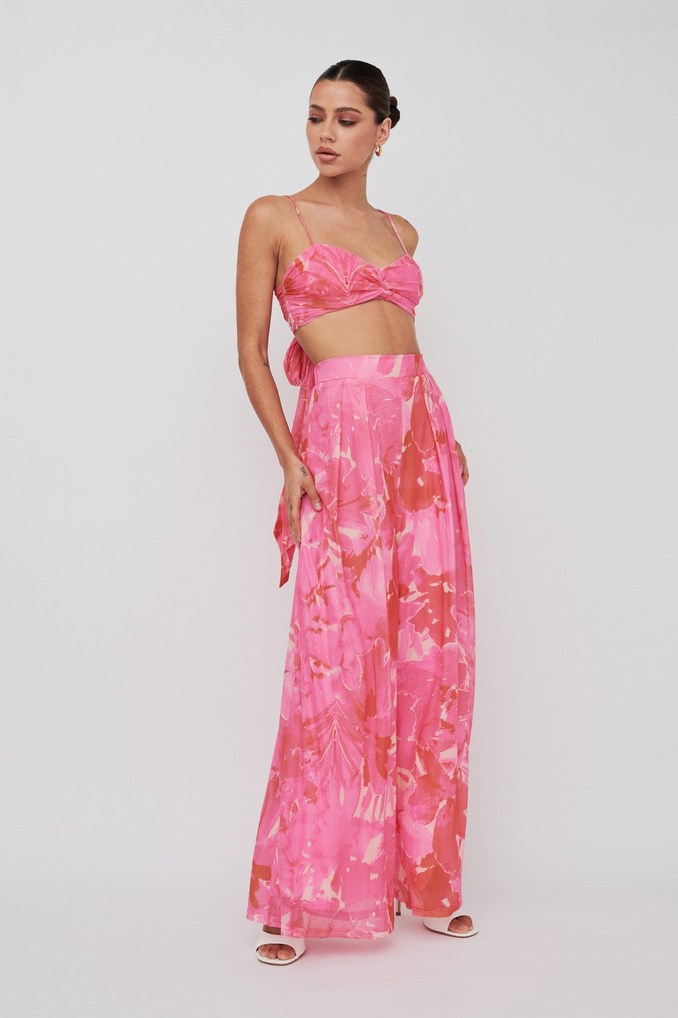 Tammi Wide Leg Pants Print Blush by Selfie Leslie